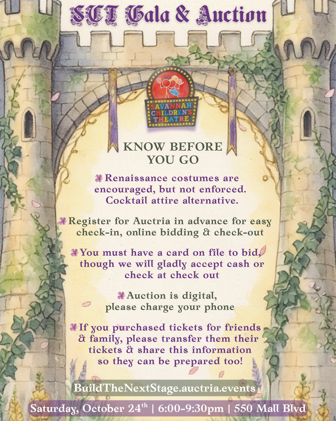 SCT Gala
Know Before You Go!
There are still tickets available!
And if you can't make it, there online bidding tickets available, that let you take part in the Silent Auction!