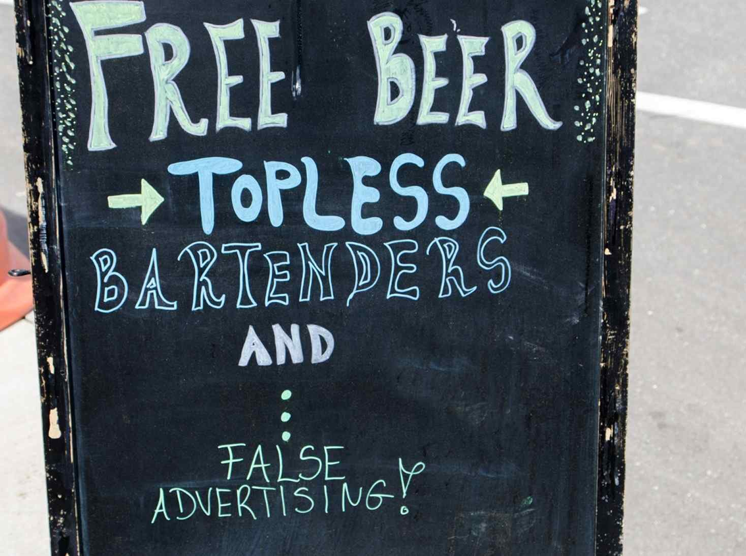 Free beer, topless bartenders, false advertising