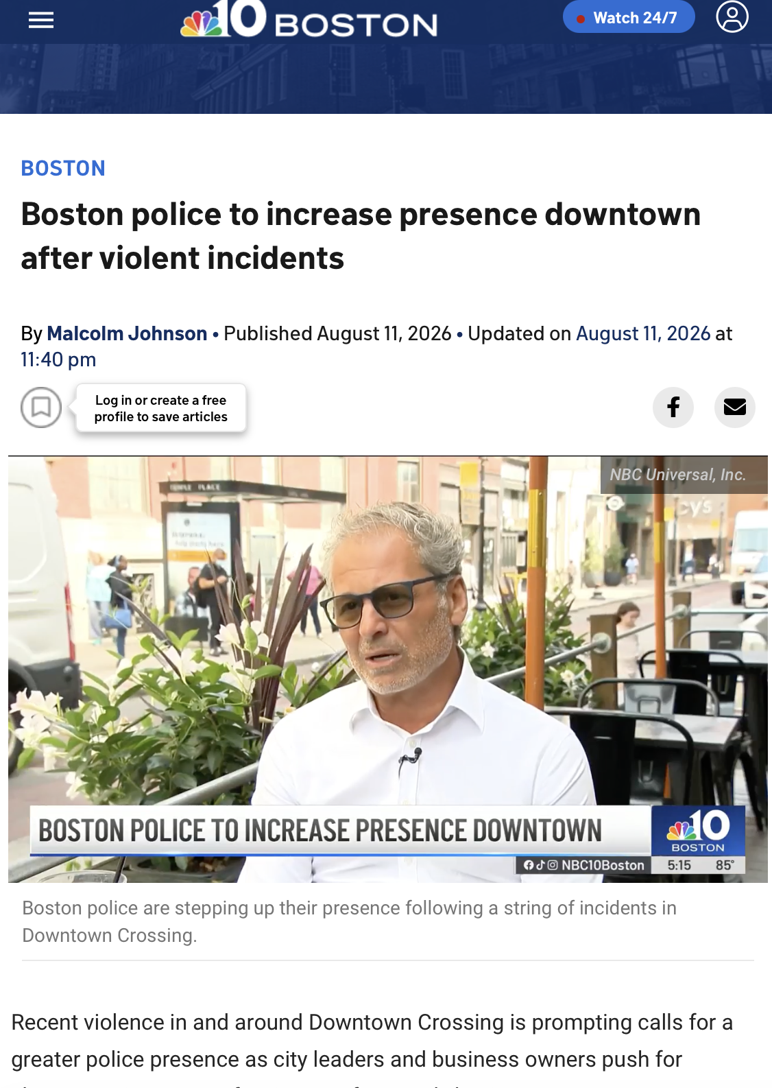 Boston police to increase presence downtown after violent incidents