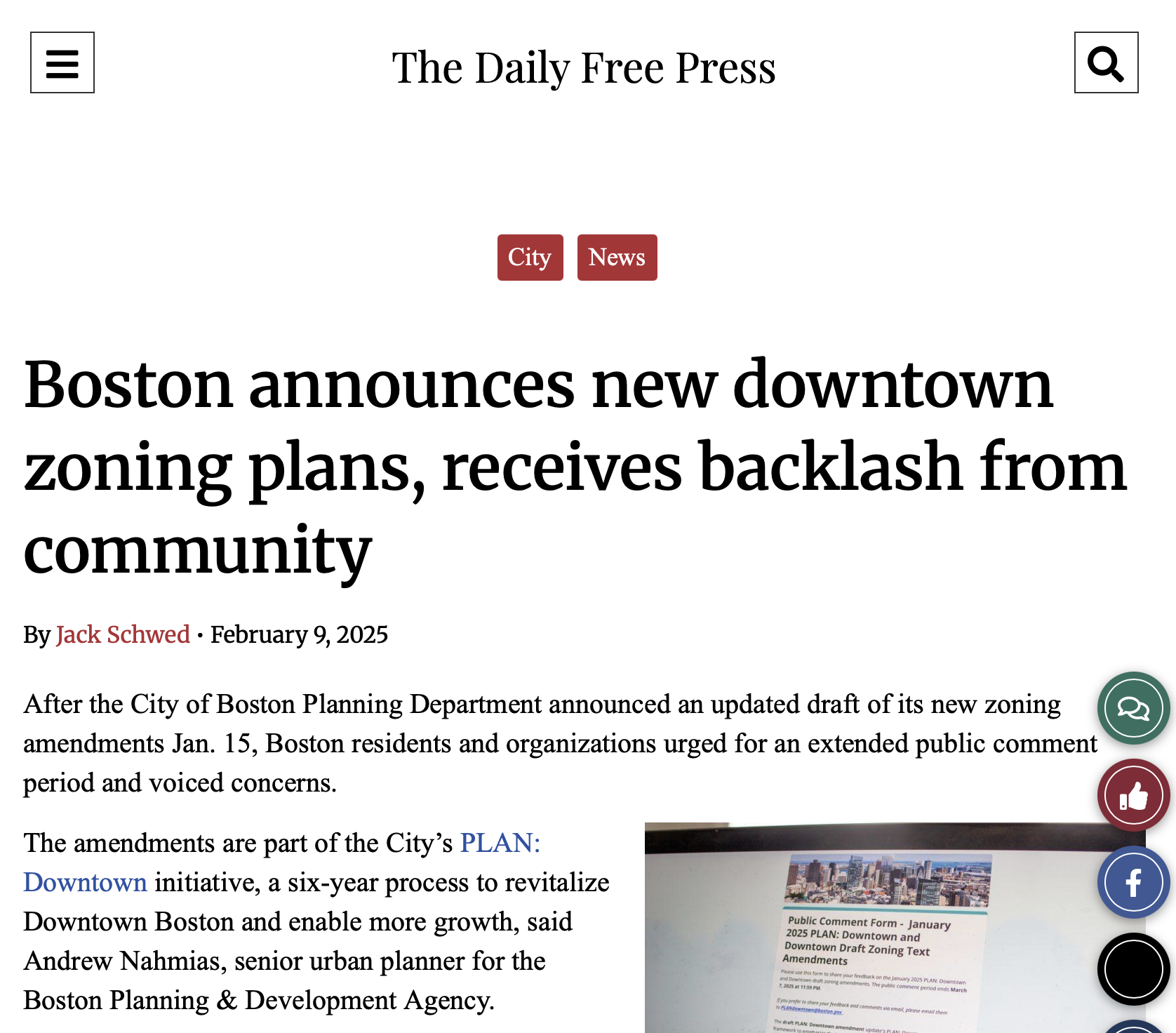 Boston announces new downtown zoning plans, receives backlash from community