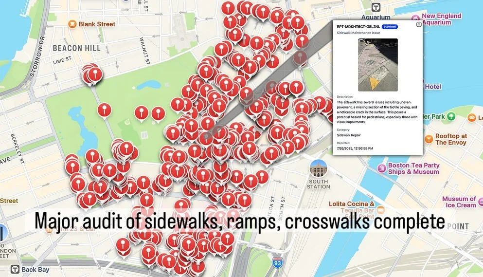 The Streets &amp; Sidewalks Working Group, which is part of the One Downtown Task Force, has completed a major audit of all sidewalks, crosswalks, and ramps throughout Downtown Boston and Chinatown. 

Learn more https://bosdowntown.org/news-insights/