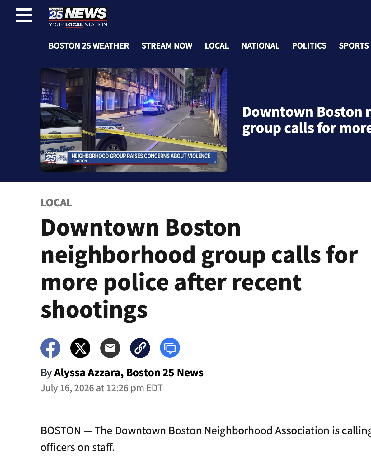 Downtown Boston neighborhood group calls for more police after recent shootings