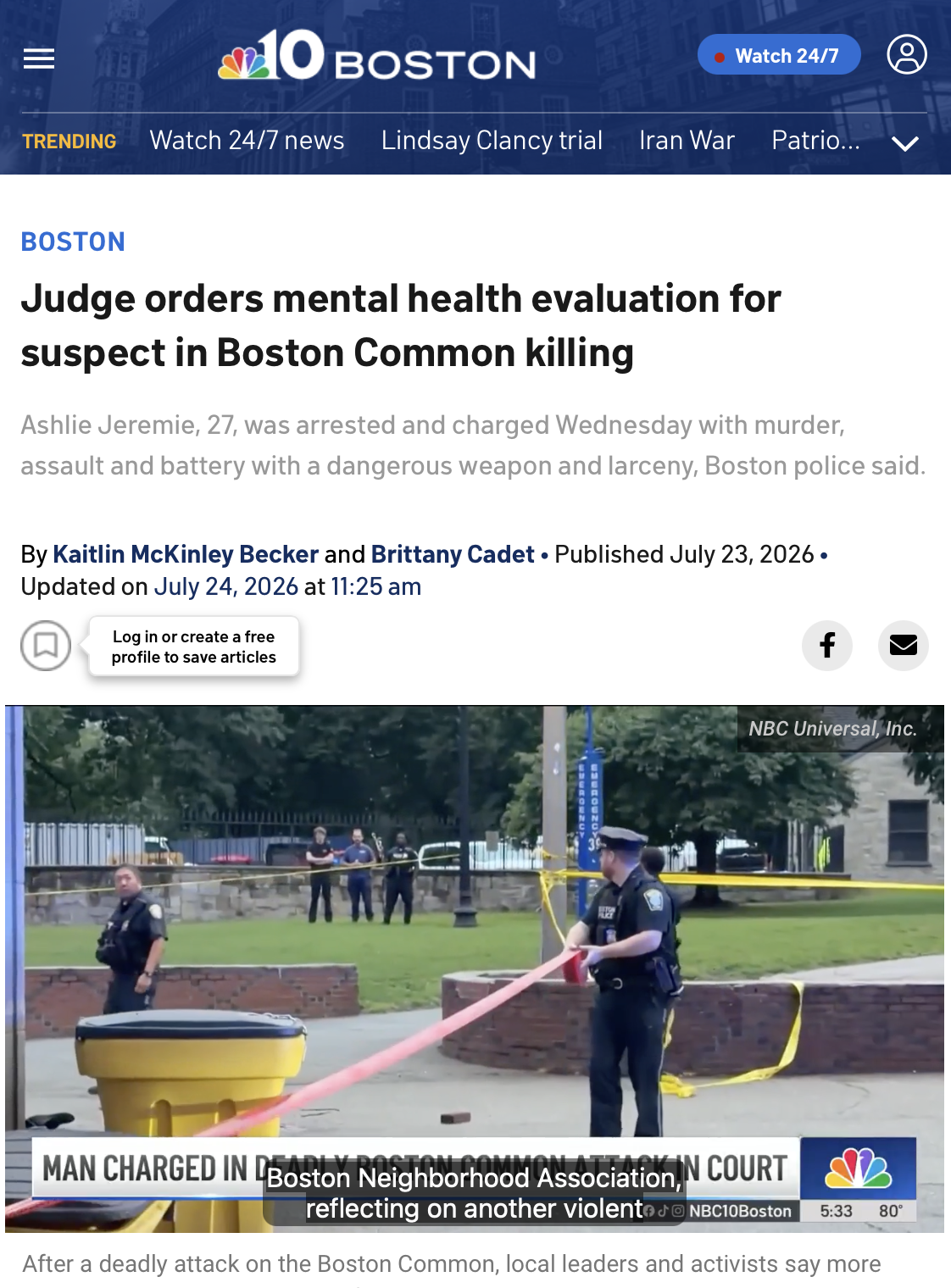 Judge orders mental health evaluation for suspect in Boston Common killing