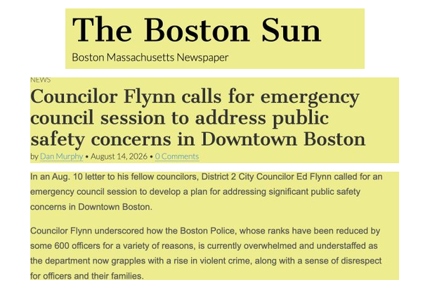 Councilor Flynn calls for emergency council session to address public safety concerns in Downtown Boston
