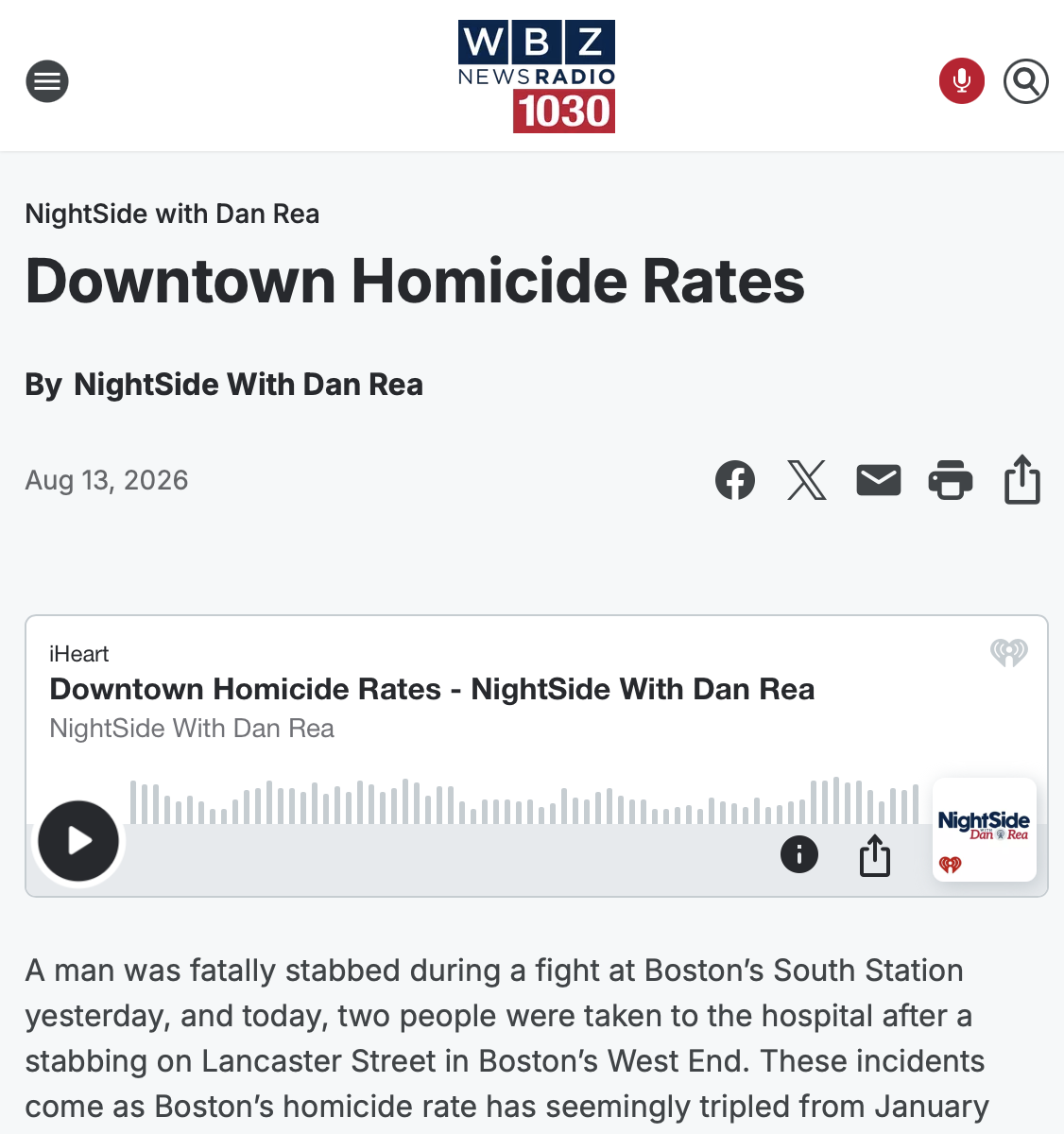 Downtown Homicide Rates