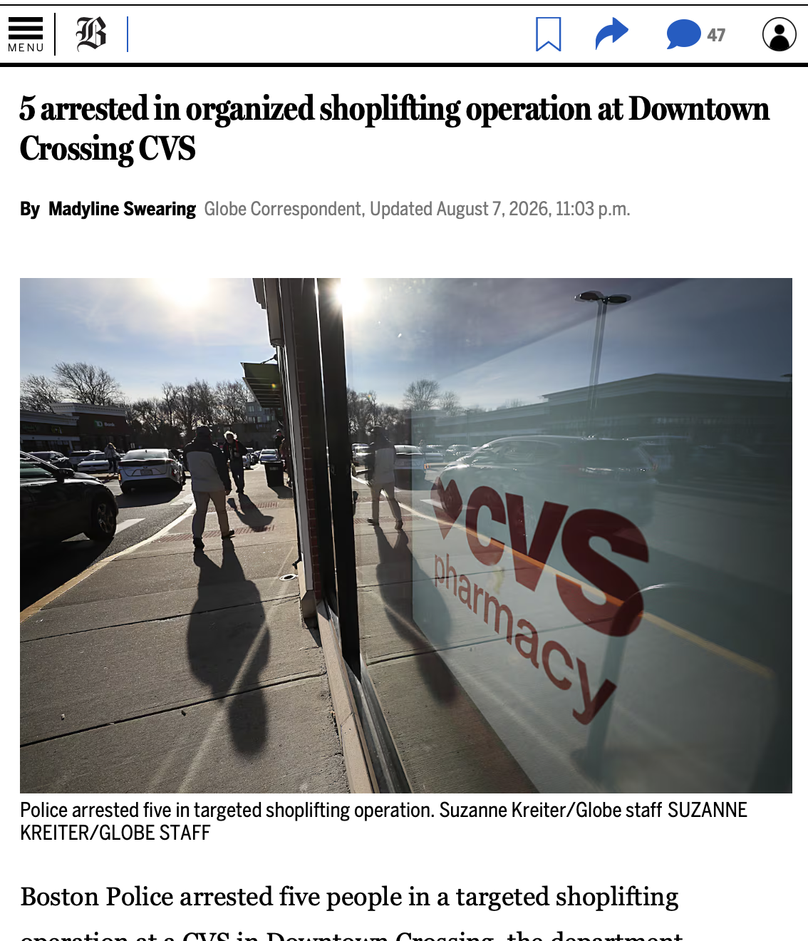 5 arrested in organized shoplifting operation at Downtown Crossing CVS