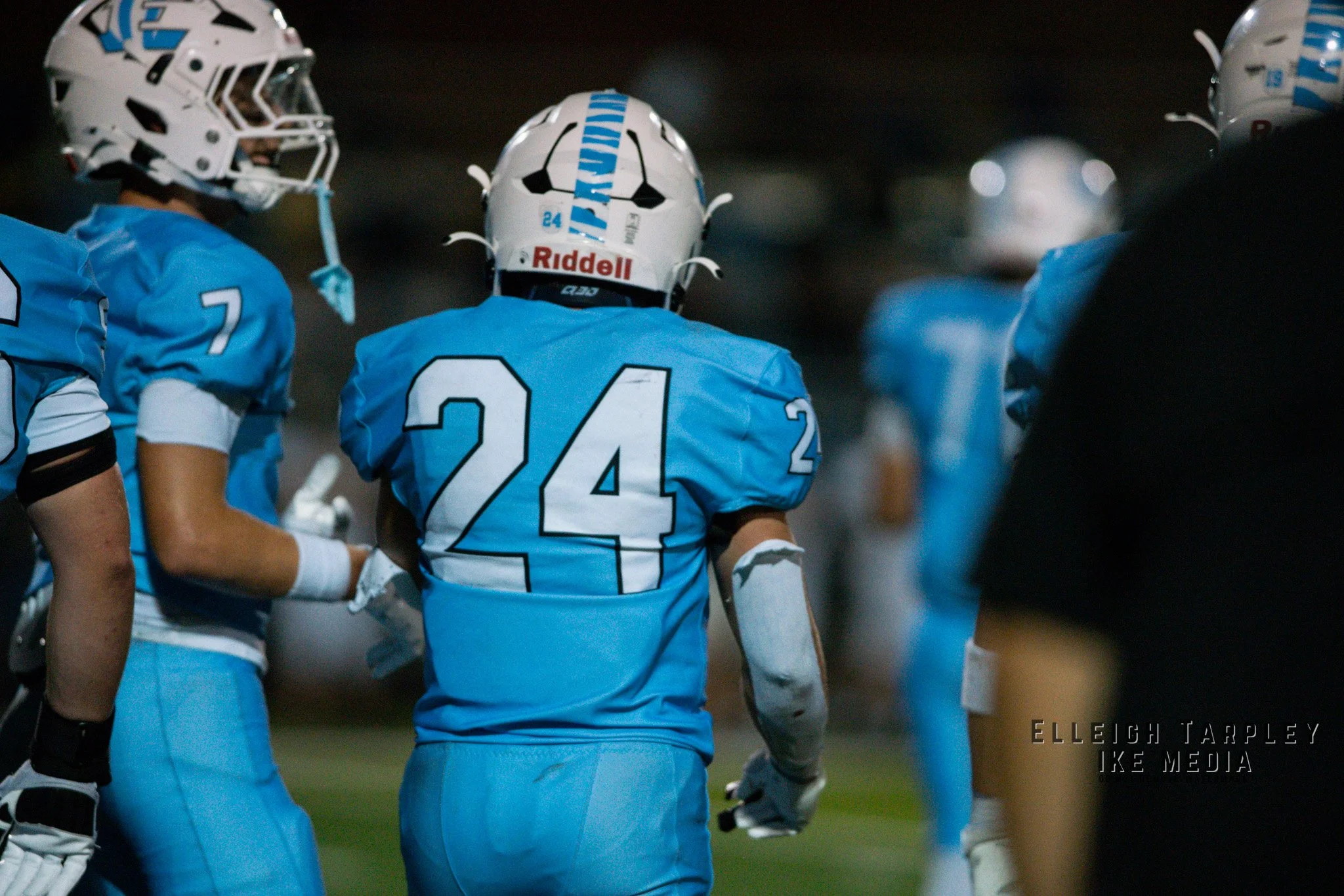 Senior running back Brayden Pappas on the sideline getting pumped for the game. Pappas later had 244 rushing yards and 4 touchdowns.