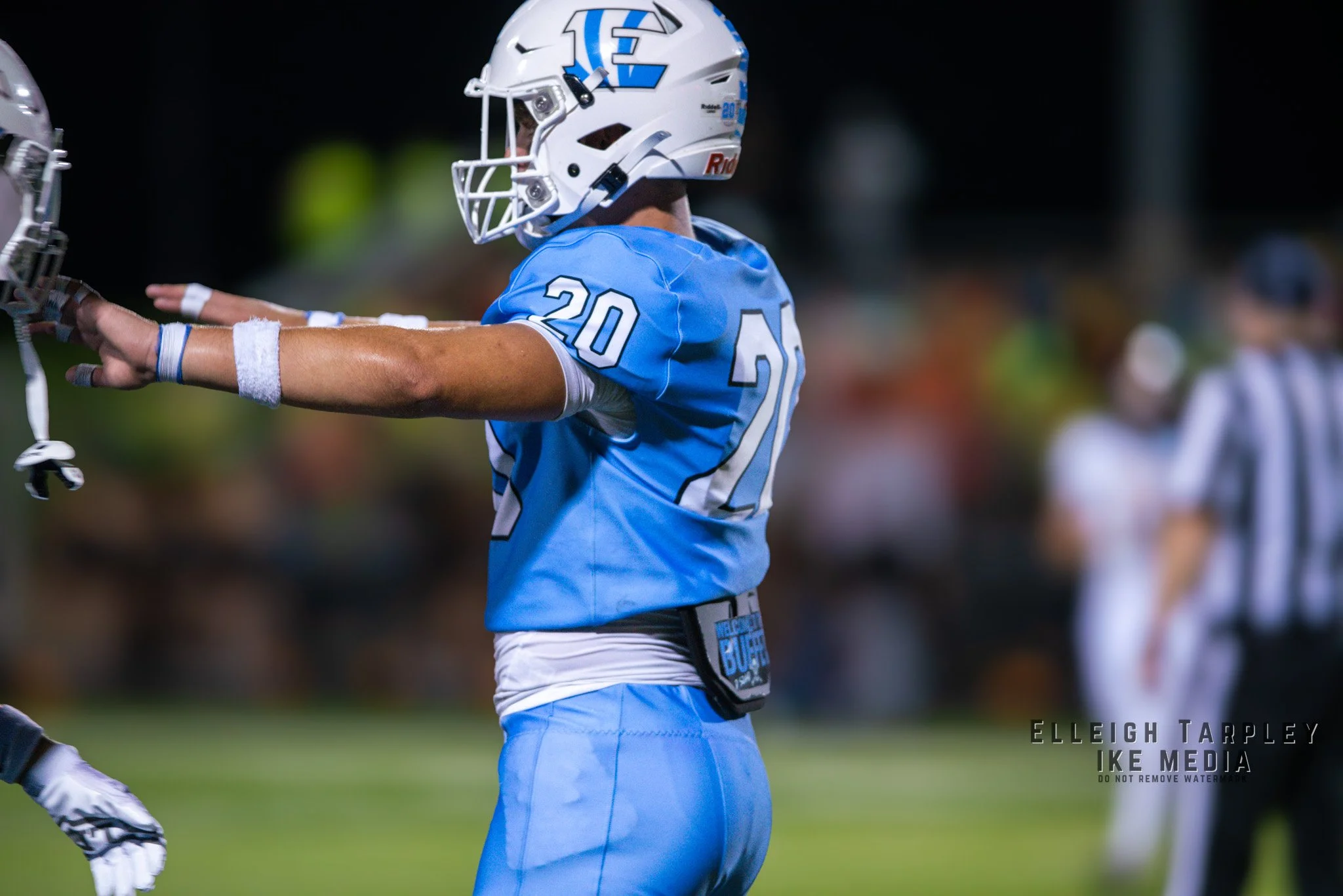 Senior strong safety Jackson Reed calls out the play for the Tiger defense, keeping the score to 46-13 for a Tiger win.