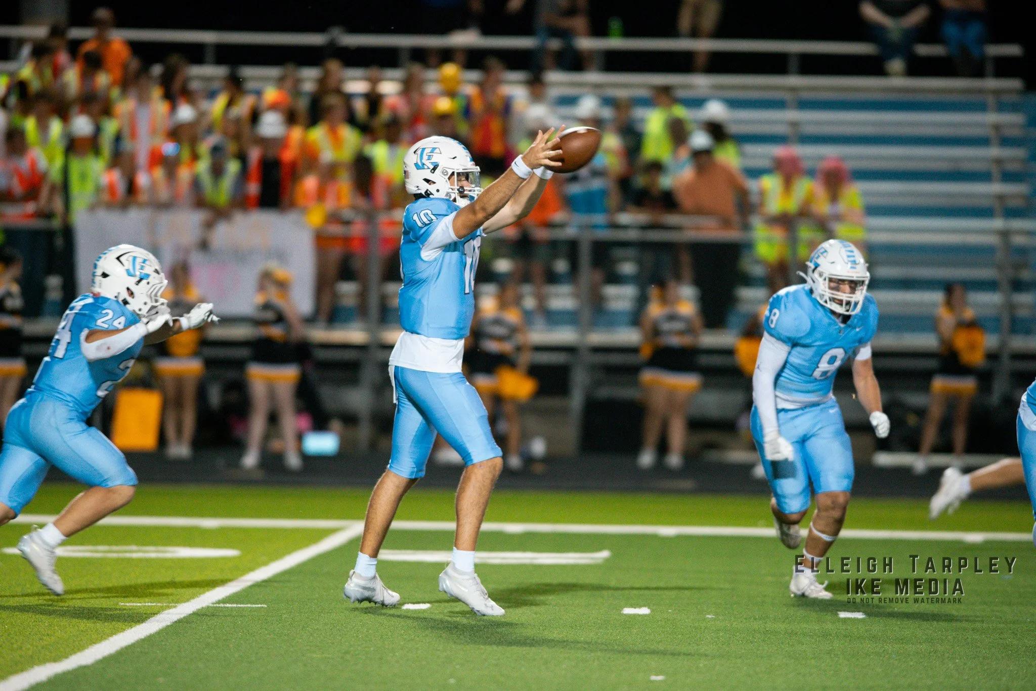 Senior Eli Ribaudo gets the snap to throw to Hayden Nall for a 63- yard touchdown. 