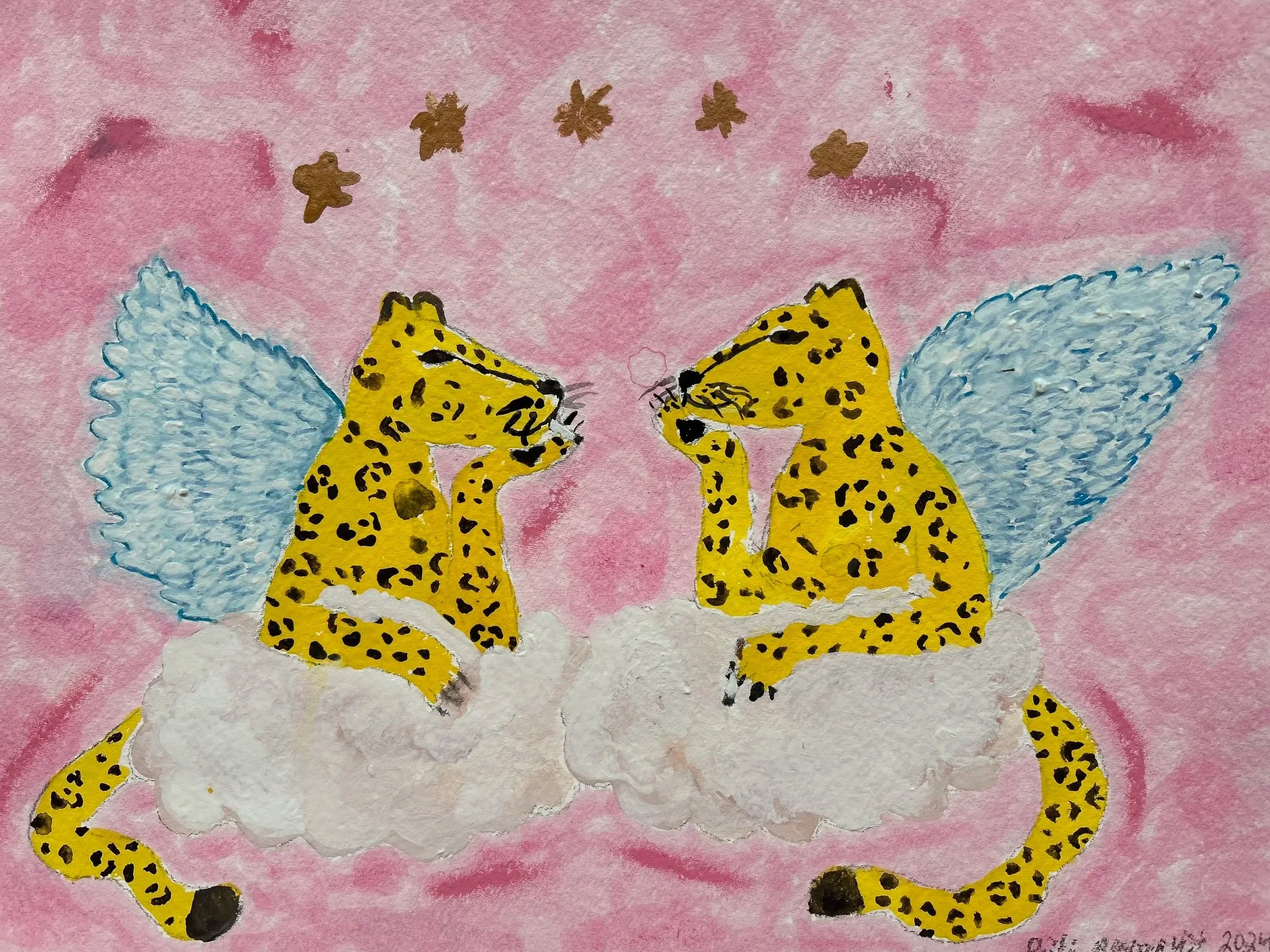 Angel summit, gouache, aquarelle and marker on paper, 2024