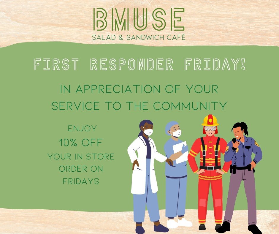First Responders let us say thank you - stop by our cafe on Fridays for 10% off your order.  We appreciate all you do in our community!

Order online at bit.ly/BMuseCafe
Call 203.265.1400
Visit 665 N Colony Rd, Wallingford 
.
.
.
.

#ctfoodie #foodof