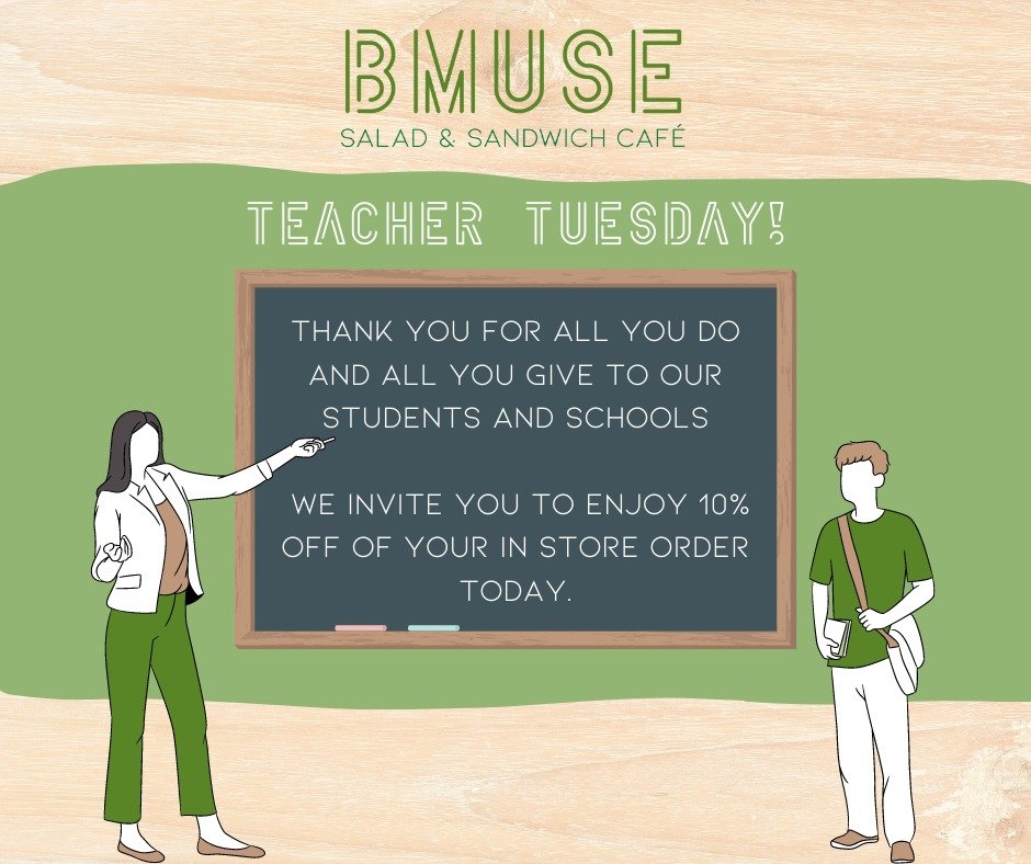 Teachers, we appreciate you!  Enjoy 10% off your in cafe order Tuesdays year round as our way to say thanks!

Call 203.265.1400
Visit 665 N Colony Rd, Wallingford 
.
.
.
.

#ctfoodie #foodofct #lunchtime #ctcafe #wallingfordeats #newhavencountyfood #