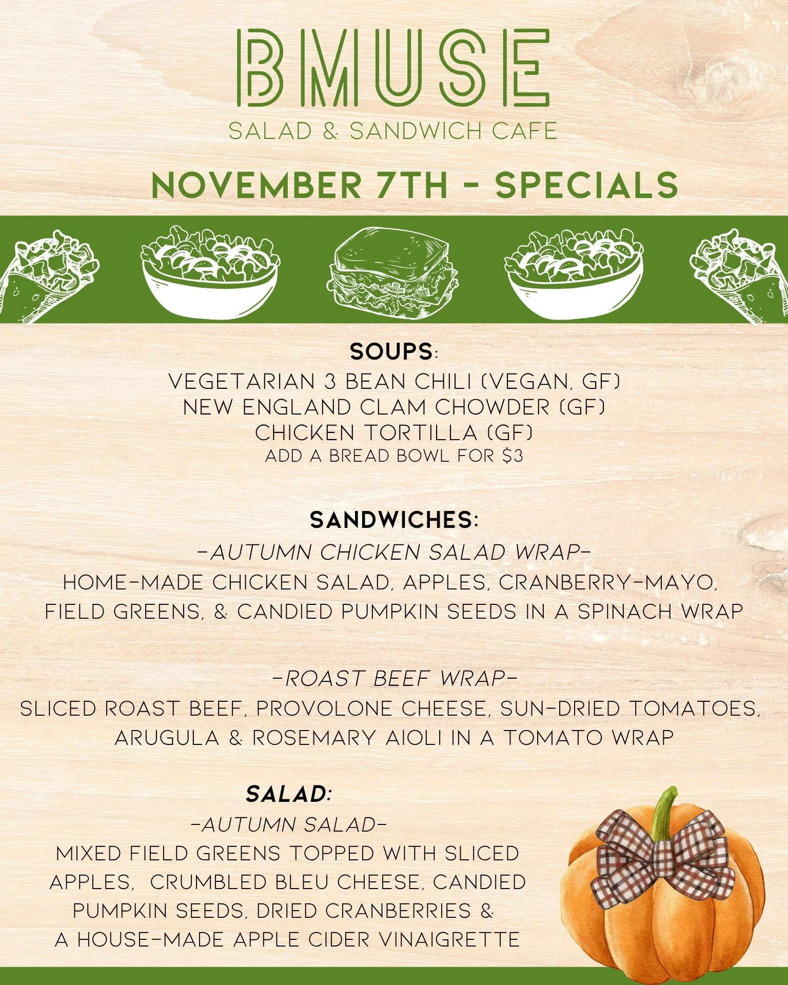 Kick off your weekend with a BMuse lunch!
We&rsquo;re open 10a-3p serving up delicious soups, 
salads &amp; sandwiches.

Order online at bit.ly/BMuseCafe
Call 203.265.1400
Visit 665 N Colony Rd, Wallingford 
.
.
.
.

#ctfoodie #foodofct #lunchtime #c