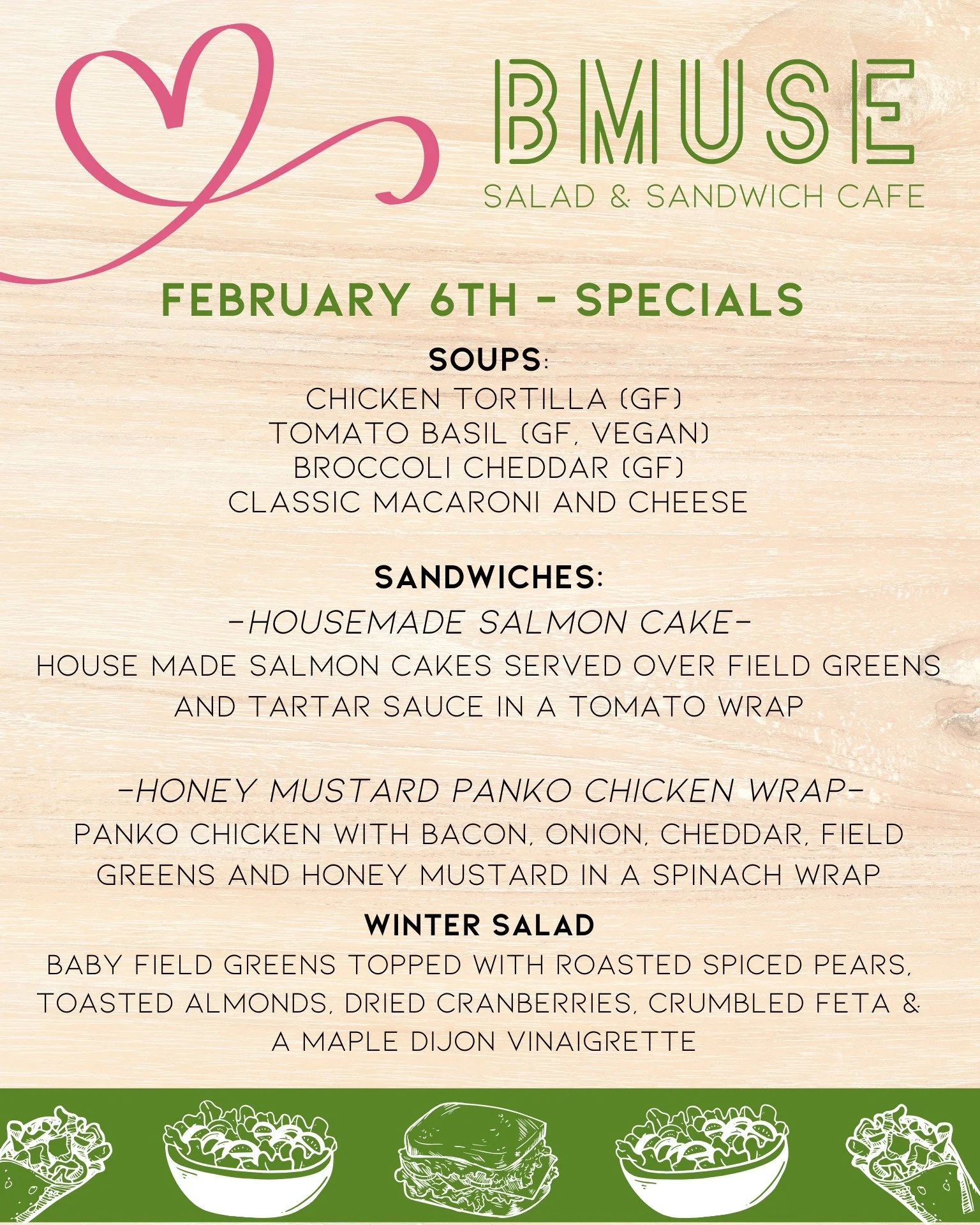 Kick off your weekend with a BMuse lunch!  We are open until 3p.

Order online at bit.ly/BMuseCafe
Call 203.265.1400
Visit 665 N Colony Rd, Wallingford 
.
.
.
.

#ctfoodie #foodofct #lunchtime #ctcafe #wallingfordeats #newhavencountyfood #foodofnewha