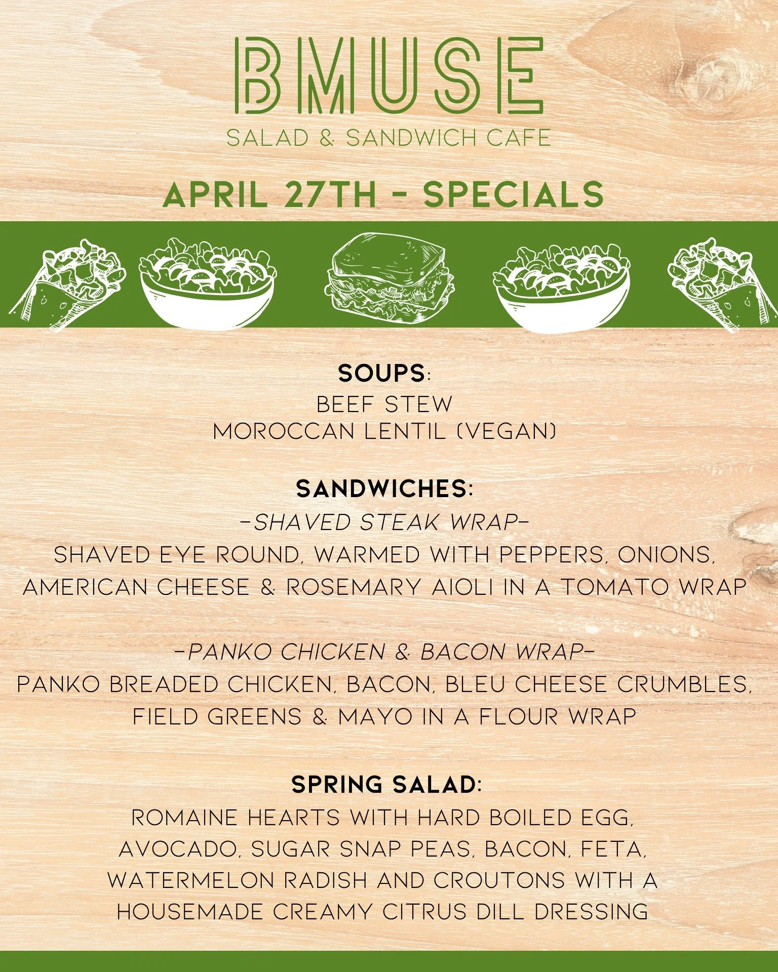 Good Morning Monday!  We are open 10a-3p today for all your lunch needs. 

Order online at bit.ly/BMuseCafe
Call 203.265.1400
Visit 665 N Colony Rd, Wallingford 
.
.
.
.

#ctfoodie #foodofct #lunchtime #ctcafe #wallingfordeats #newhavencountyfood #fo