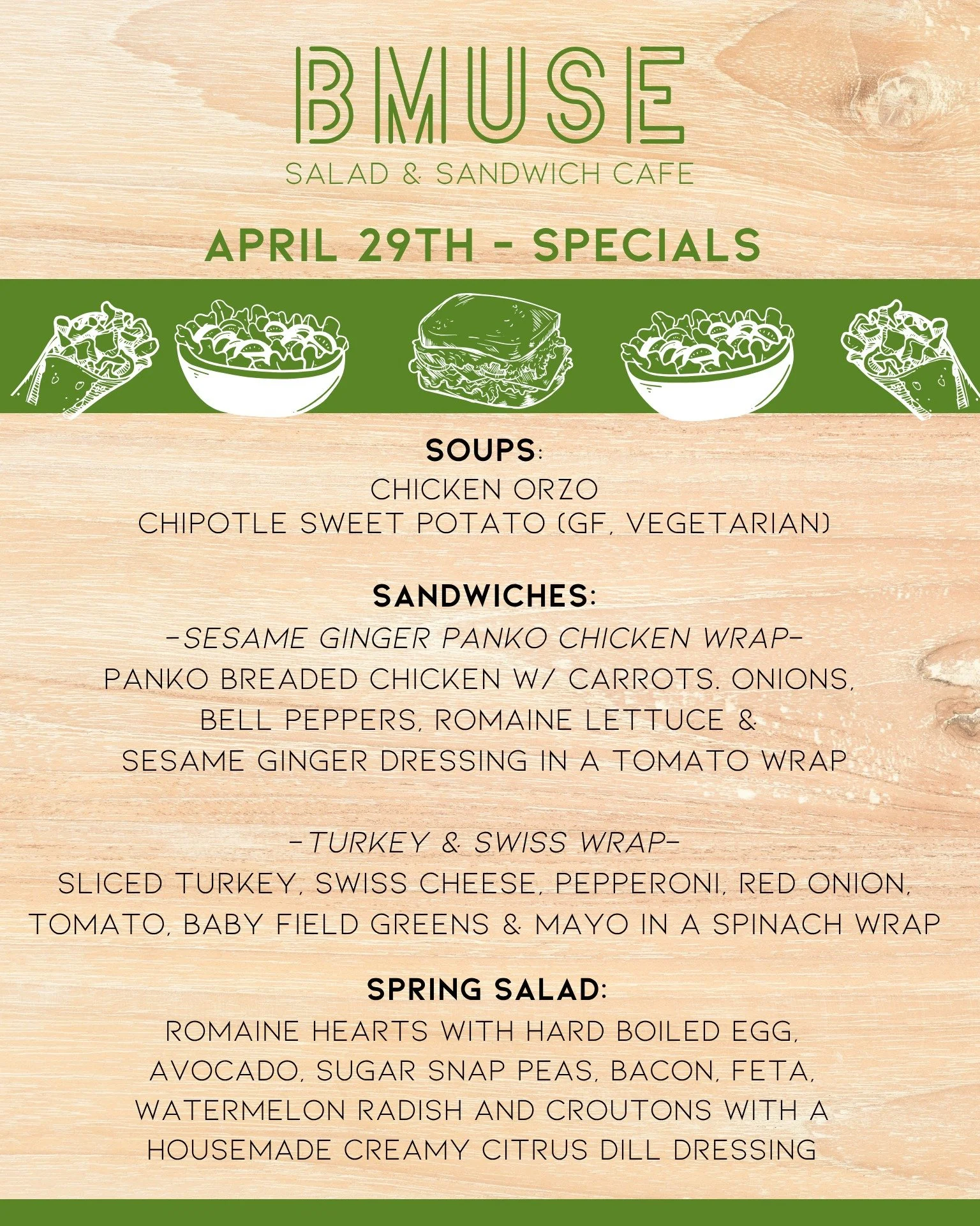 We&rsquo;re open 10a-3p on this wonderful Wednesday. Stop by &amp; enjoy one of our tasty soups, salads or sandwiches!

Order online at bit.ly/BMuseCafe
Call 203.265.1400
Visit 665 N Colony Rd, Wallingford 
.
.
.
.

#ctfoodie #foodofct #lunchtime #ct