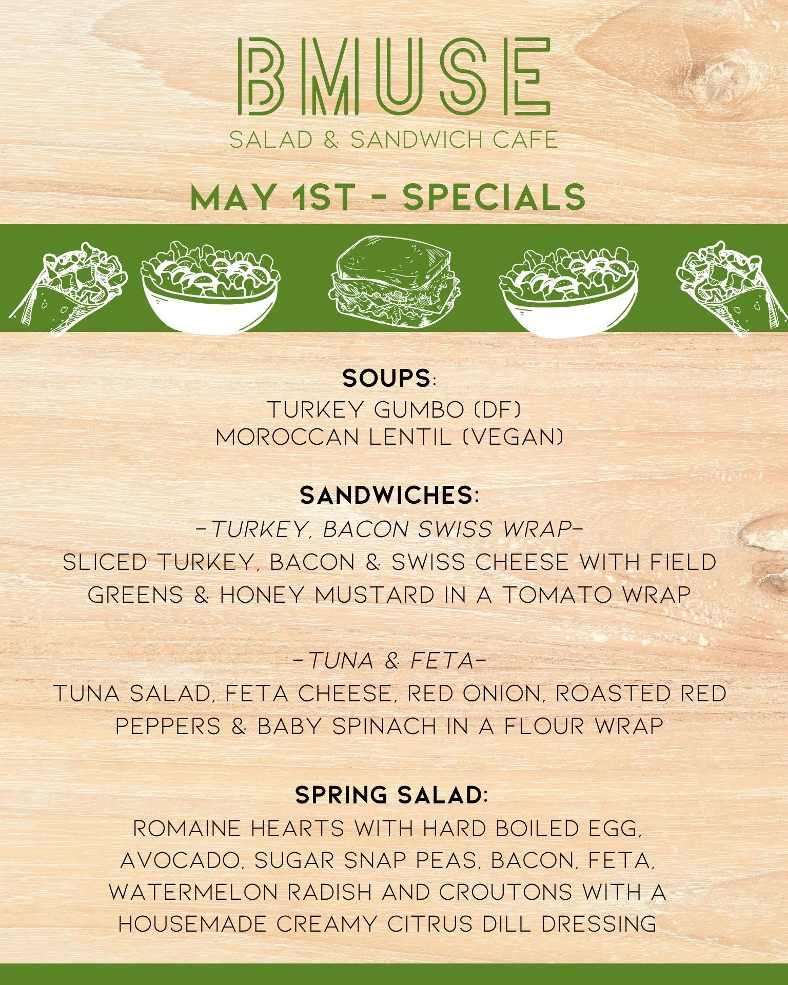 Happy Friday! We&rsquo;re open 10a-3p kick off your weekend with a delicious soup, salad 
or sandwich for lunch. 

Order online at bit.ly/BMuseCafe
Call 203.265.1400
Visit 665 N Colony Rd, Wallingford 
.
.
.
.

#ctfoodie #foodofct #lunchtime #ctcafe 