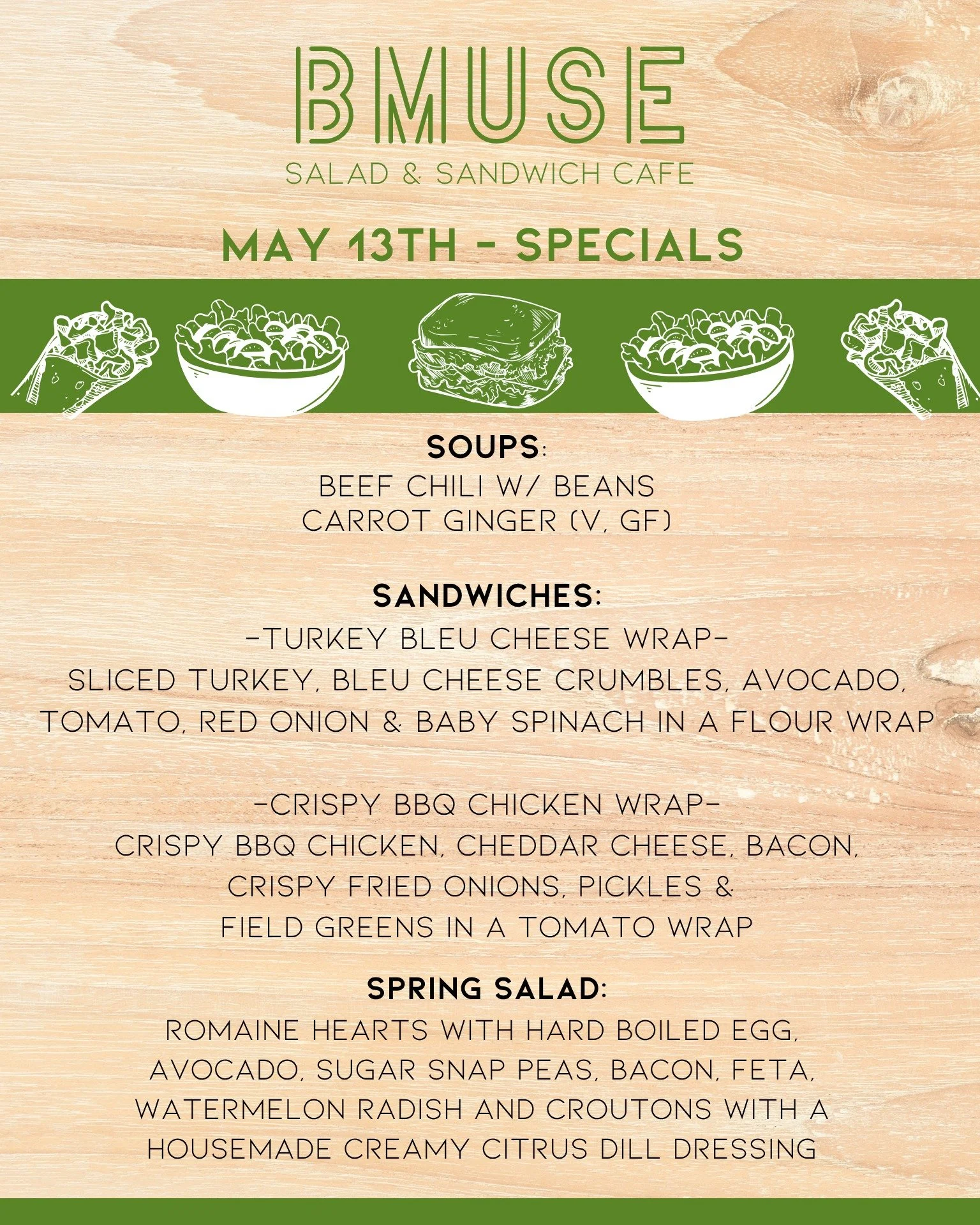 We&rsquo;re open until 3p for lunch!  Stop in and make your Wednesday delicious.

Order online at bit.ly/BMuseCafe
Call 203.265.1400
Visit 665 N Colony Rd, Wallingford 
.
.
.
.

#ctfoodie #foodofct #lunchtime #ctcafe #wallingfordeats #newhavencountyf