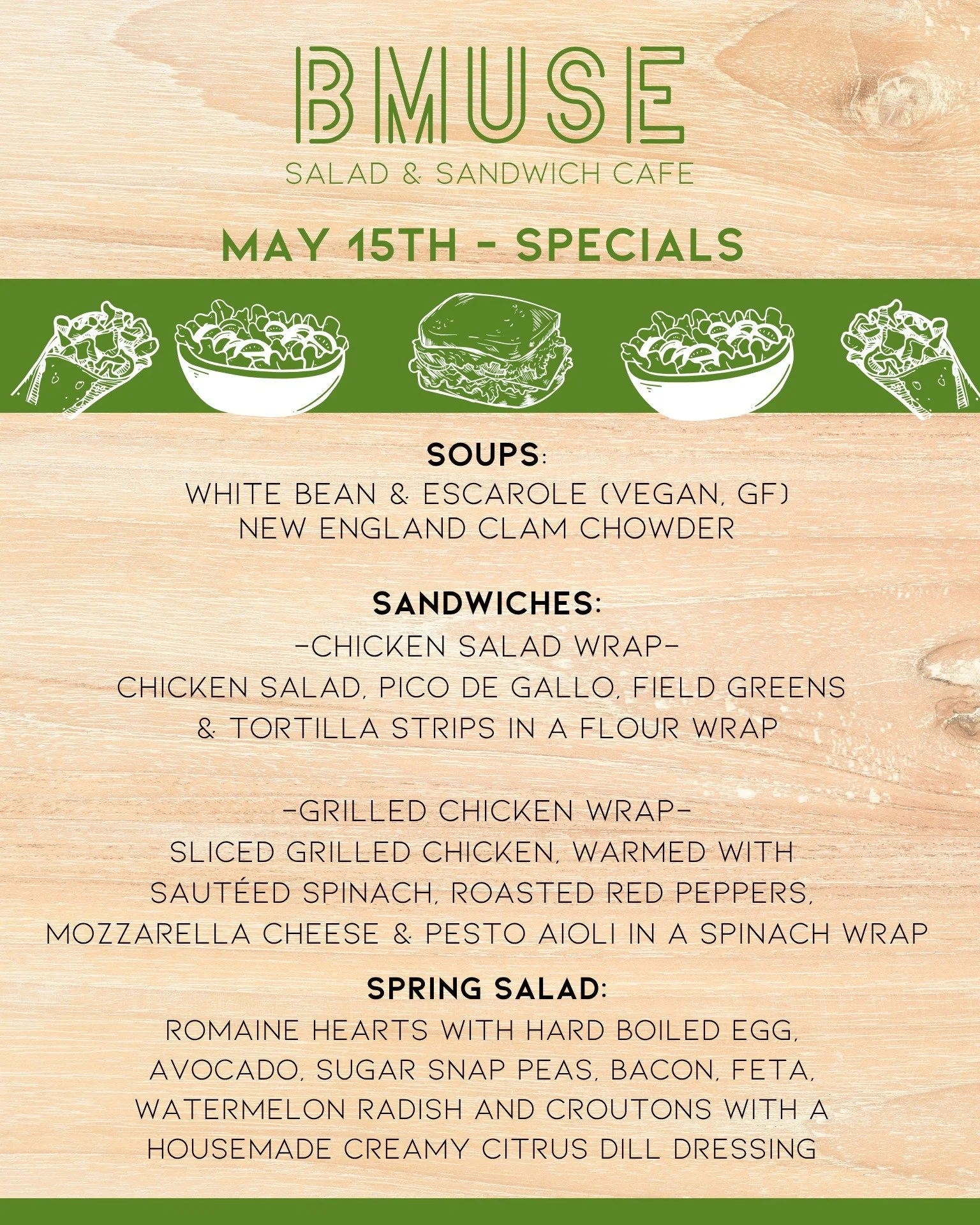 Happy Friday Wallingford!  Enjoy a delicious BMuse lunch today, we are open 10a-3p.

Order online at bit.ly/BMuseCafe
Call 203.265.1400
Visit 665 N Colony Rd, Wallingford 
.
.
.
.

#ctfoodie #foodofct #lunchtime #ctcafe #wallingfordeats #newhavencoun