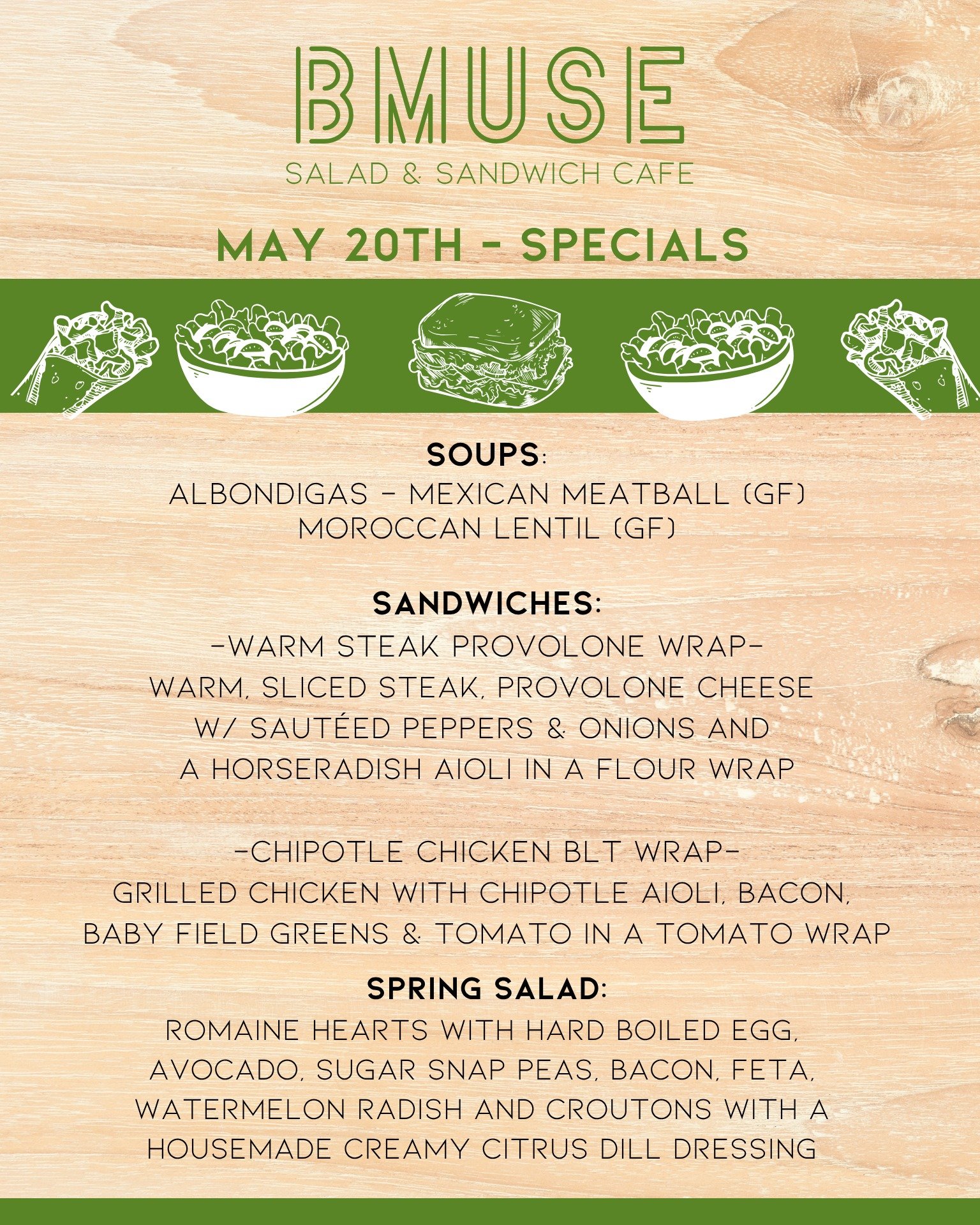 We&rsquo;re open 10a-3p on this terrific Wednesday!
Stop in &amp; enjoy one of our tasty soups, salads or sandwiches for lunch. 

Order online at bit.ly/BMuseCafe
Call 203.265.1400
Visit 665 N Colony Rd, Wallingford 
.
.
.
.

#ctfoodie #foodofct #lun