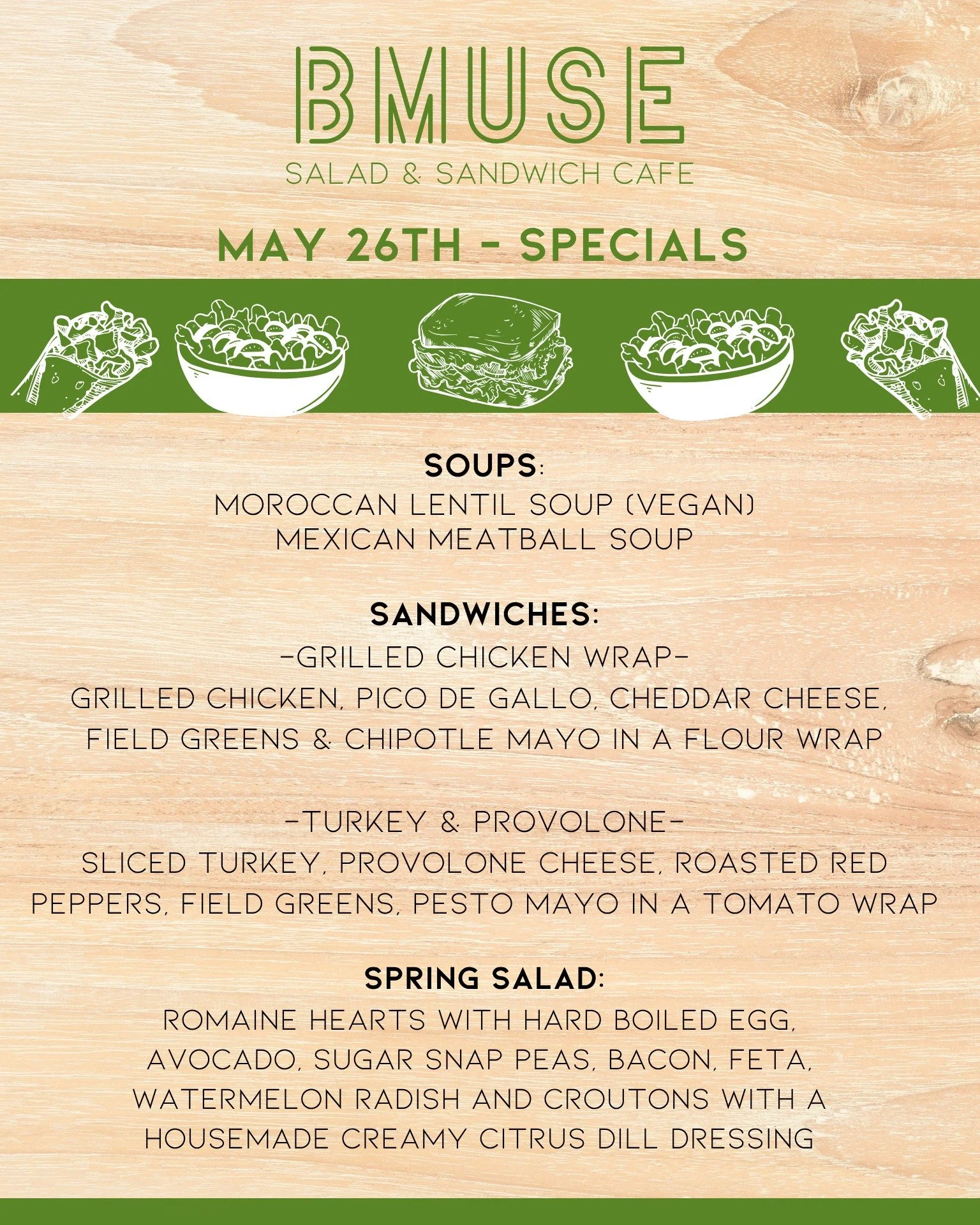 We&rsquo;re open until 3p today for lunch.  Stop in &amp; enjoy one of our tasty soups, salads or sandwiches.

Order online at bit.ly/BMuseCafe
Call 203.265.1400
Visit 665 N Colony Rd, Wallingford 
.
.
.
.

#ctfoodie #foodofct #lunchtime #ctcafe #wal