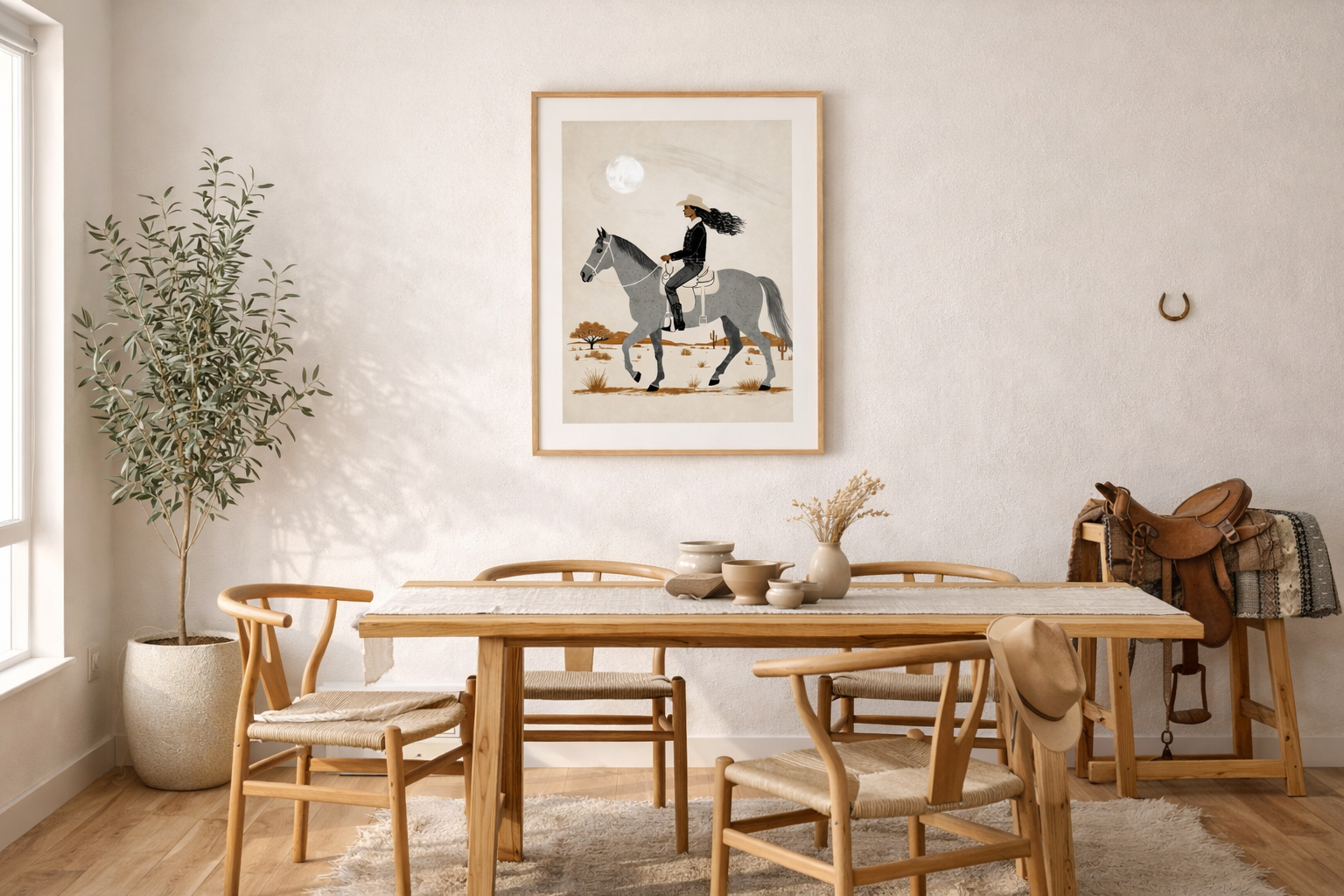 Moon Rider – Framed Western Folk Art Print