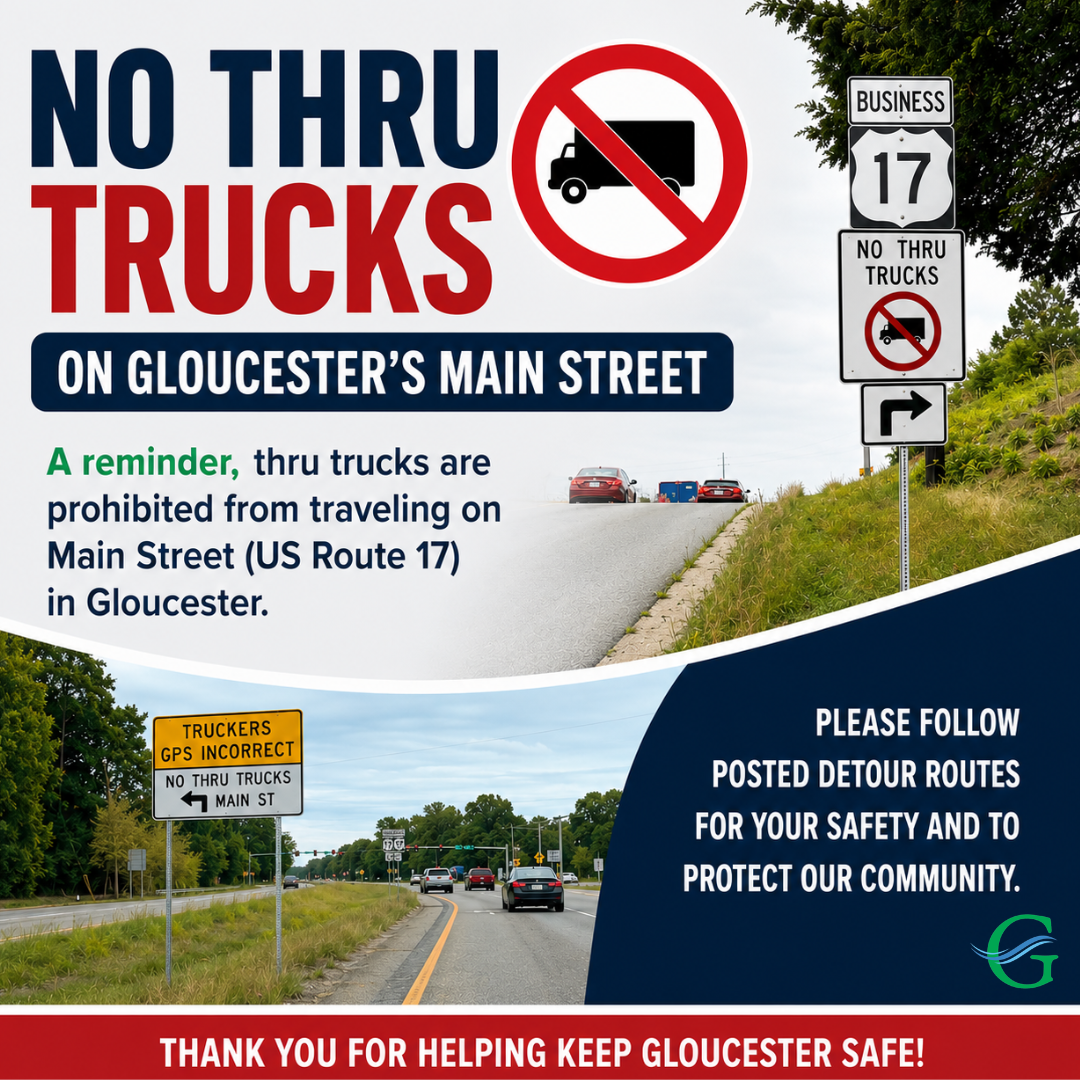 Signs showing no thru trucks