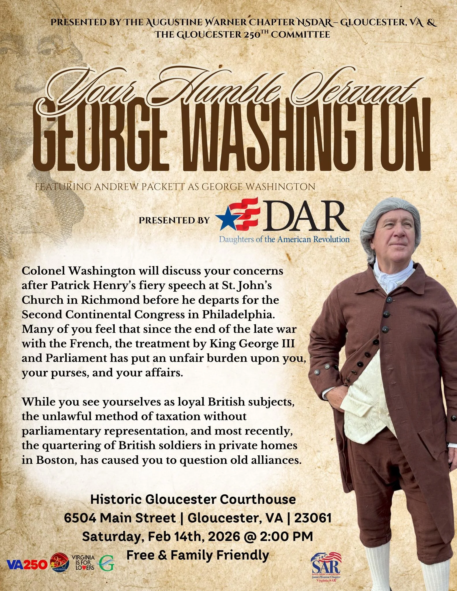 Poster with man in colonial attire