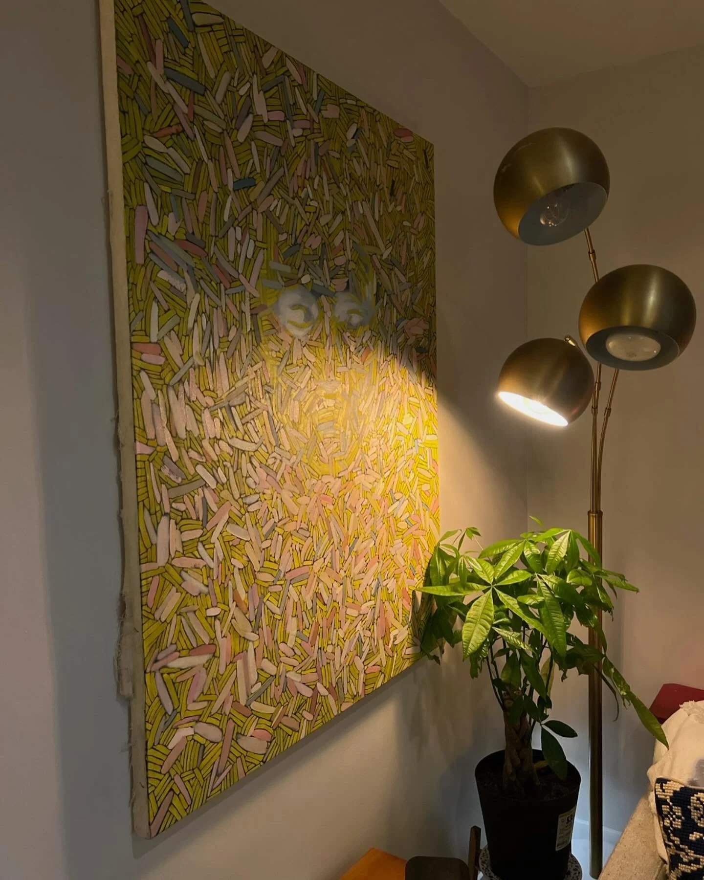 This piece, which is about 13 years old (unbelievable!), revolves around the inverted image of Khalil Ghibran&rsquo;s &ldquo;The Prophet&rdquo; epigraph illustration &amp; is made on the back of a male painter, who left this canvas at Otis&rsquo;s MF