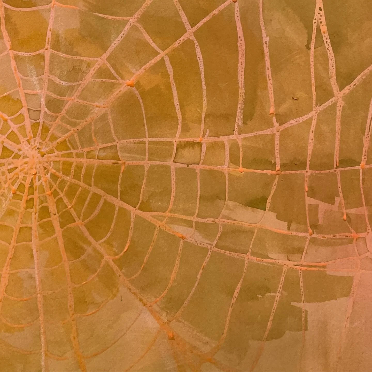 New painting, working on a spider web with Miskit. Giving me flashbacks to working for Paul Sietsema painting miskit dots all day in silence 😆