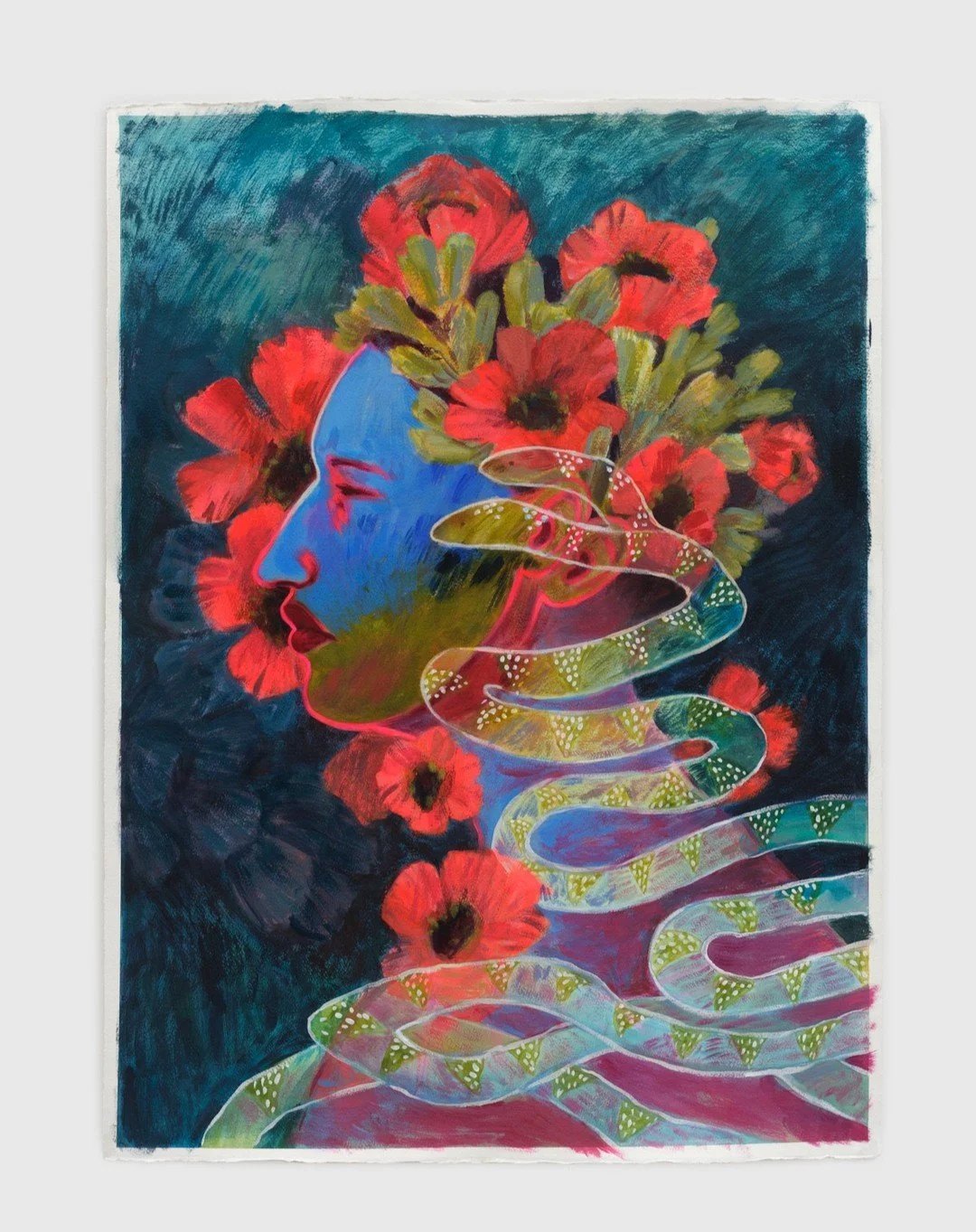 How this piece finally turned out. We Watched You Die, 2024. Watercolor, gouache, and acrylic on paper. 
.
Photographed by the inimitable Heather Rasmussen @hitoheather