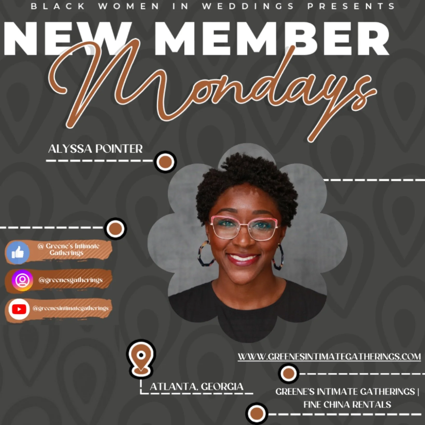 It&rsquo;s New Member Monday!🎉 Today, we&rsquo;re thrilled to welcome Alyssa  of @greenesgatherings to the Black Women in Weddings family!Be sure to follow them  and show some love.

At Black Women in Weddings, we&rsquo;re more than a network&mdash;