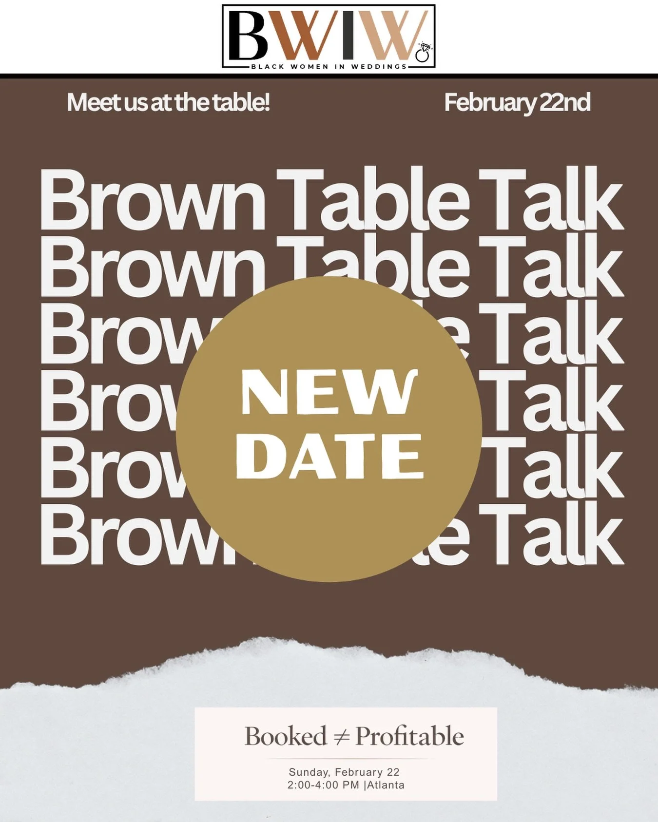 An update on Brown Table Talk ❄️

Due to recent weather-related venue adjustments, the event has been rescheduled to Sunday, February 22.

Same conversation.
Same beautiful location.
Same intention at the table.

All registered guests have been notif