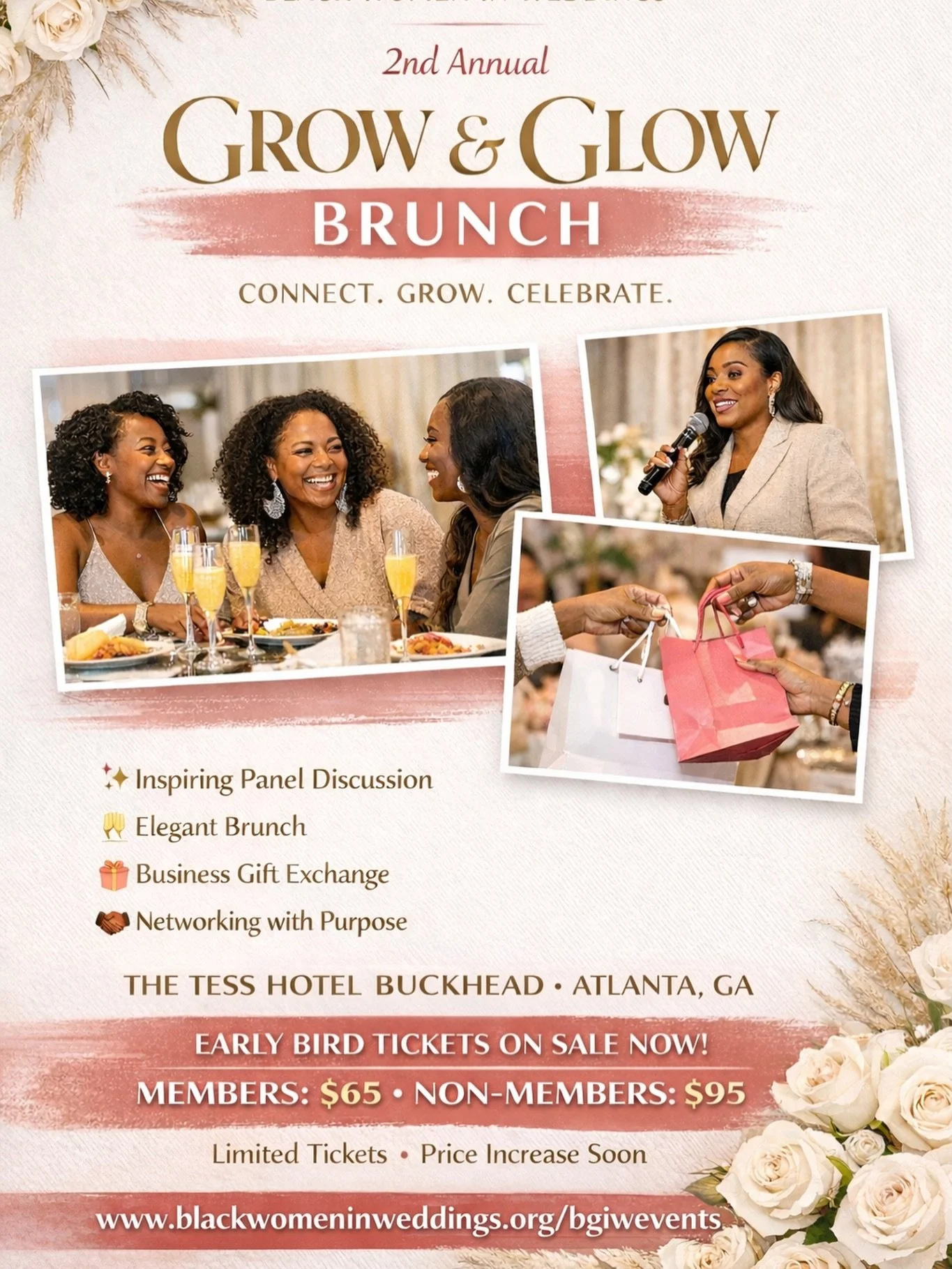 In case you missed it!

Building a business in the wedding industry can feel isolating.

Grow &amp; Glow was created so Black and Brown women in weddings have a space to:

talk openly about business
share resources
celebrate each other

This room is 