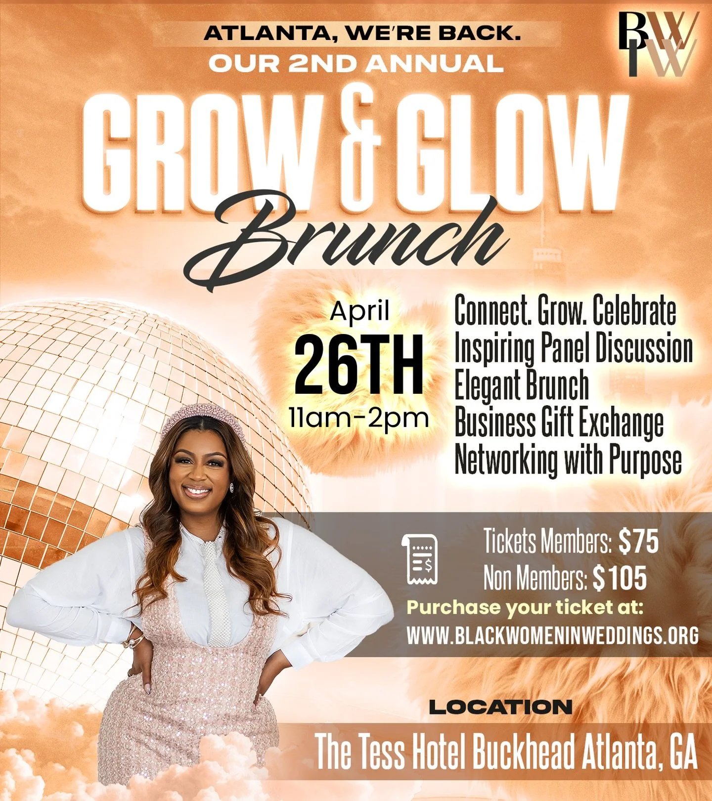 Atlanta, we&rsquo;re back 🌿✨

Our 2nd Annual Grow &amp; Glow Brunch is officially happening on April 26 at The Tess Hotel in Buckhead, and this is your invitation to be in the room.

Created for women of color in the wedding industry, Grow &amp; Glo