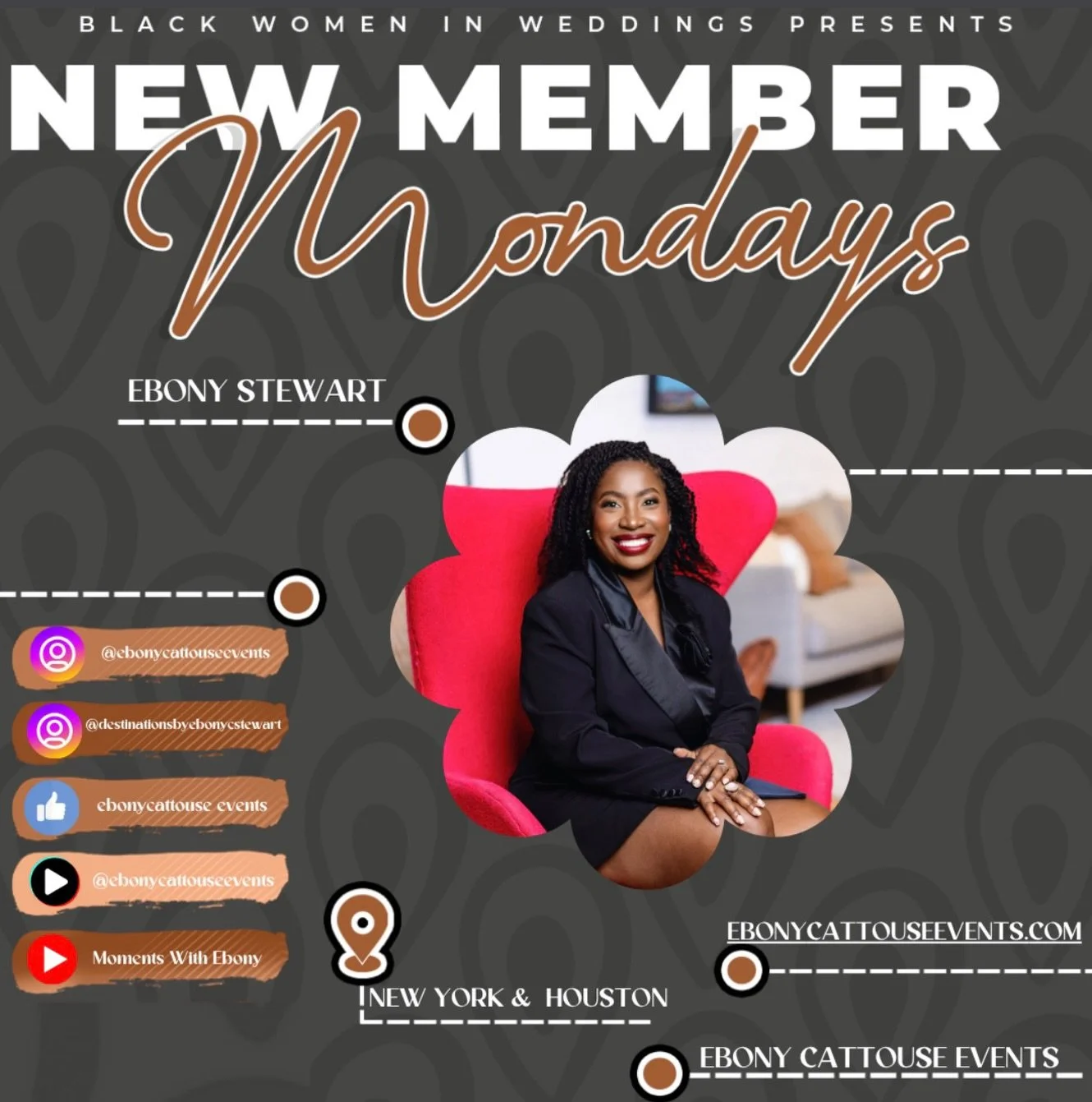 It&rsquo;s New Member Monday!

Join us in giving a warm welcome to @ebonycattouseevents! Be sure to follow her and show some love. Want to be part of our growing community? 

We're so excited to open memberships in New York and Houston! 

Sign up for