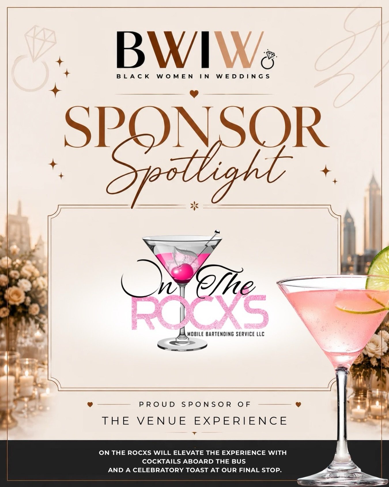 We&rsquo;re excited to welcome On The Rocxs as a sponsor of The Venue Experience! 🍸✨

On The Rocxs will be elevating the experience with cocktails aboard the bus and a celebratory toast at our final stop.

Thank you, On The Rocxs, for being a part o