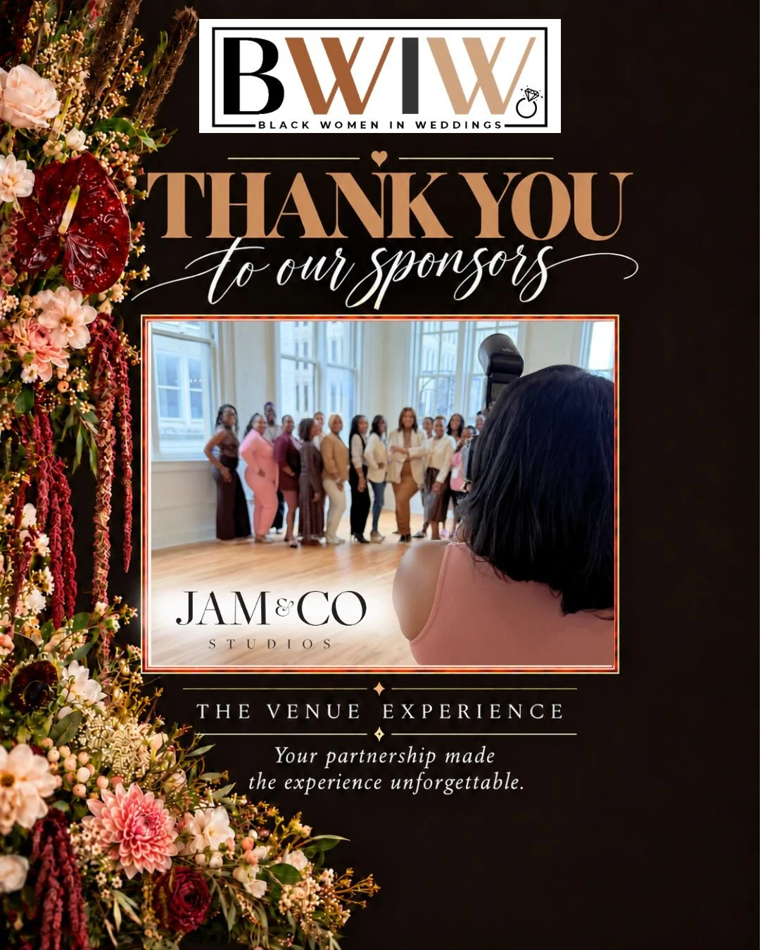 What a beautiful way to capture the essence of the day 😍🙌🏾🫶🏾📷!

Thank you to our photography sponsor, @jamco.studio, for capturing the people, connections, and beautiful details that made this celebration of Black women in weddings so special. 