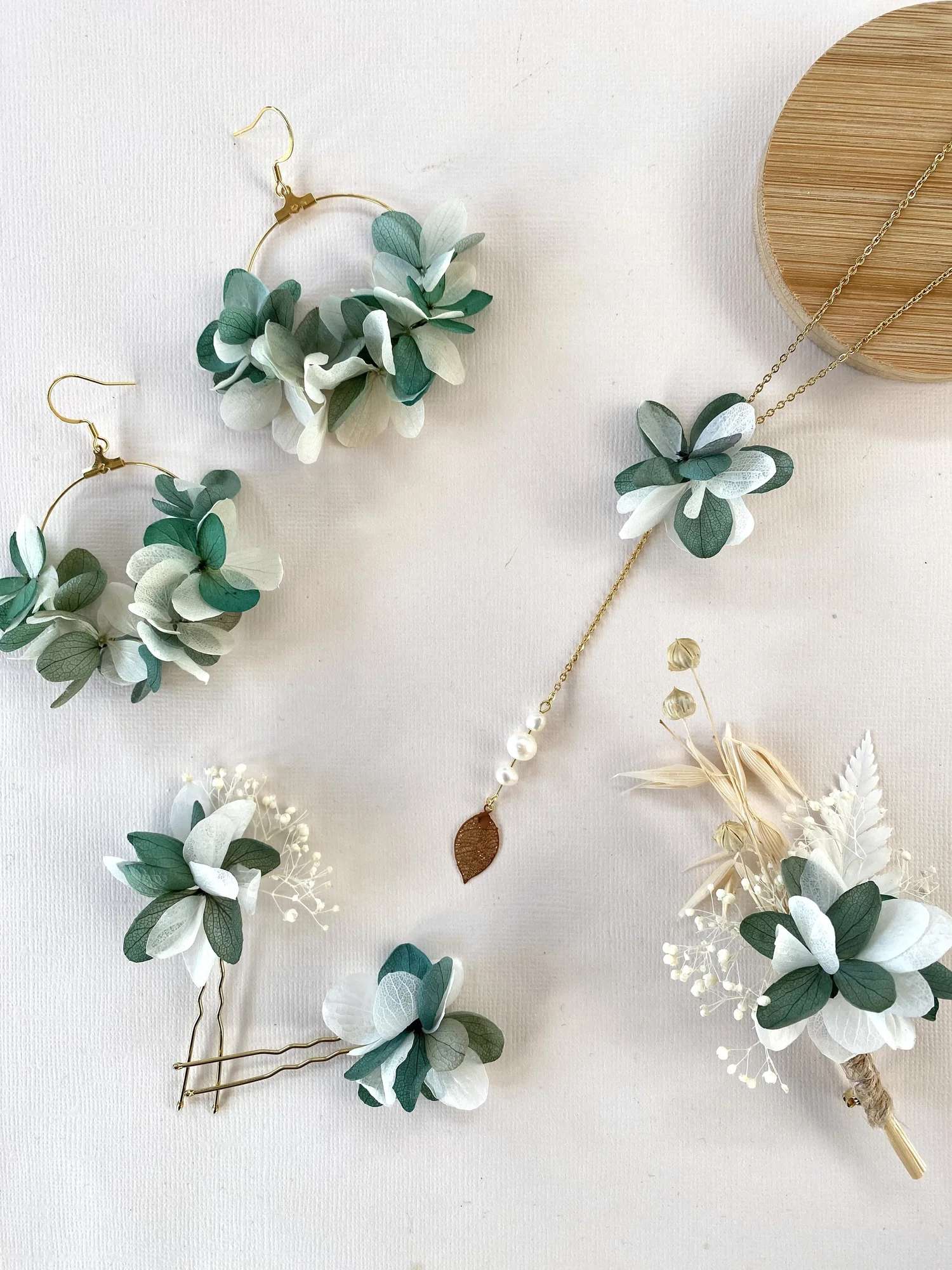 Broche Boutonnière Fleur Ivoire/vert Anis - Pour Mariage Ou Cérémonie - Homme Ou Femme