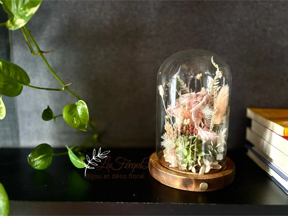 preserved flower glass dome LED blush rose 2.JPG