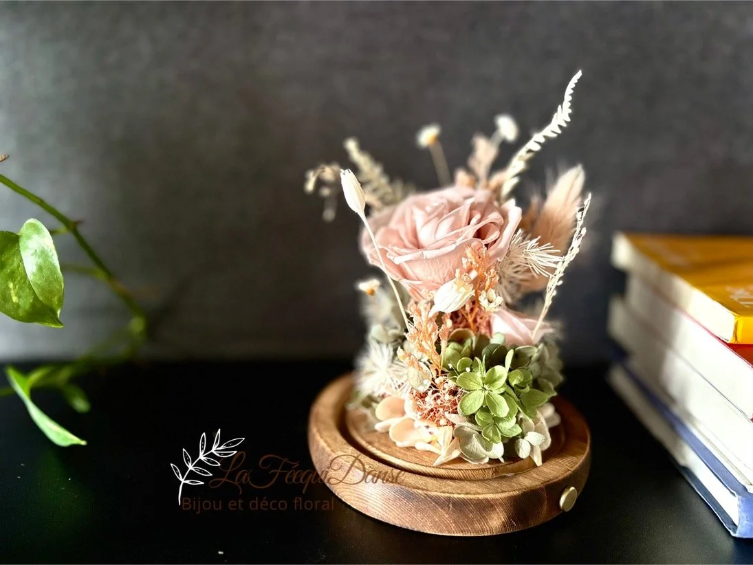 preserved flower glass dome LED blush rose 3.JPG