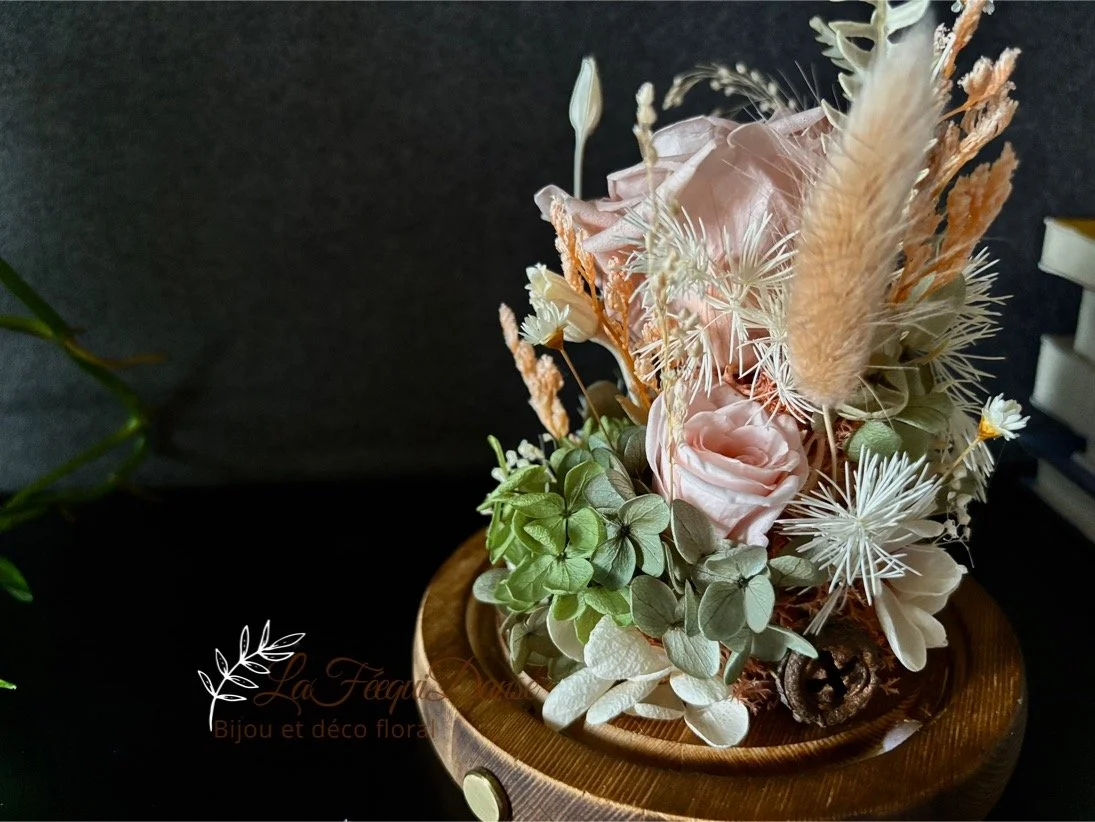 preserved flower glass dome LED blush rose 4.JPG