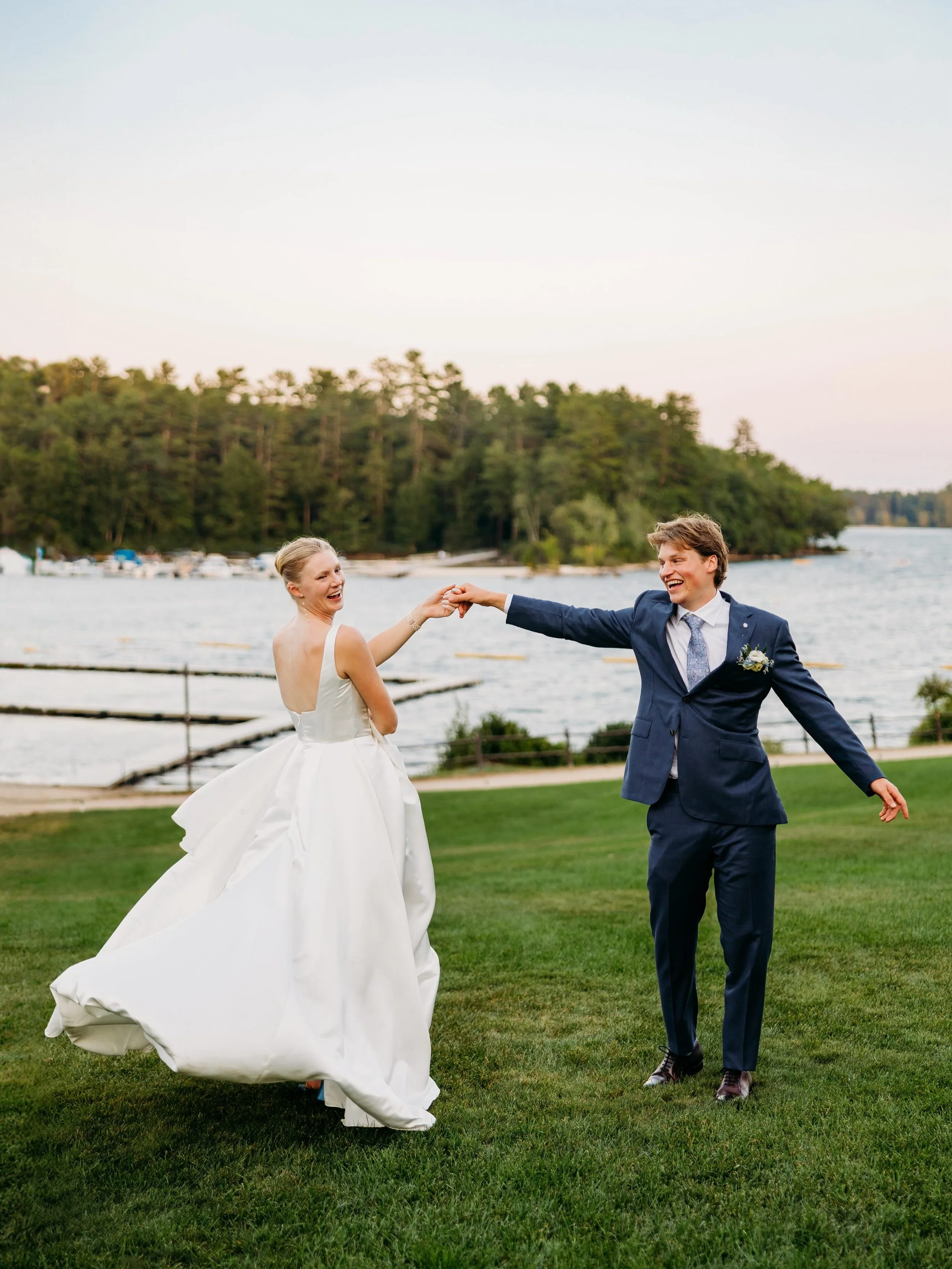 Oh to be twirling lakeside in this 90&deg; heat&hellip; 🌊🌊🌊
.
.
.
.
.
.
🏷️ Maine wedding photographer, Sebago Lake wedding, New England wedding photographer, Massachusetts wedding photographer, Boston wedding photographer, summer wedding ♡