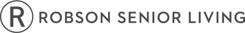 Robson Senior Living logo with a large R inside a circle and the company name written beside it.