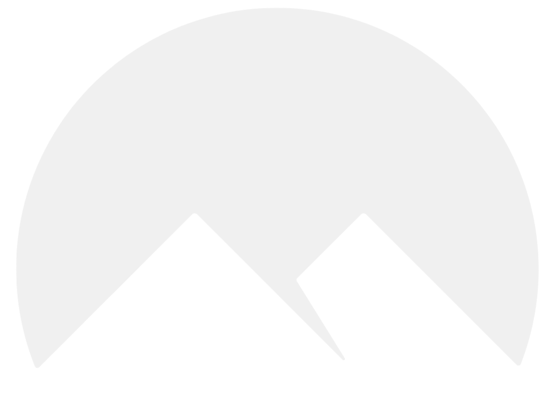 Black mountains with white snow caps on a gray, rounded background.