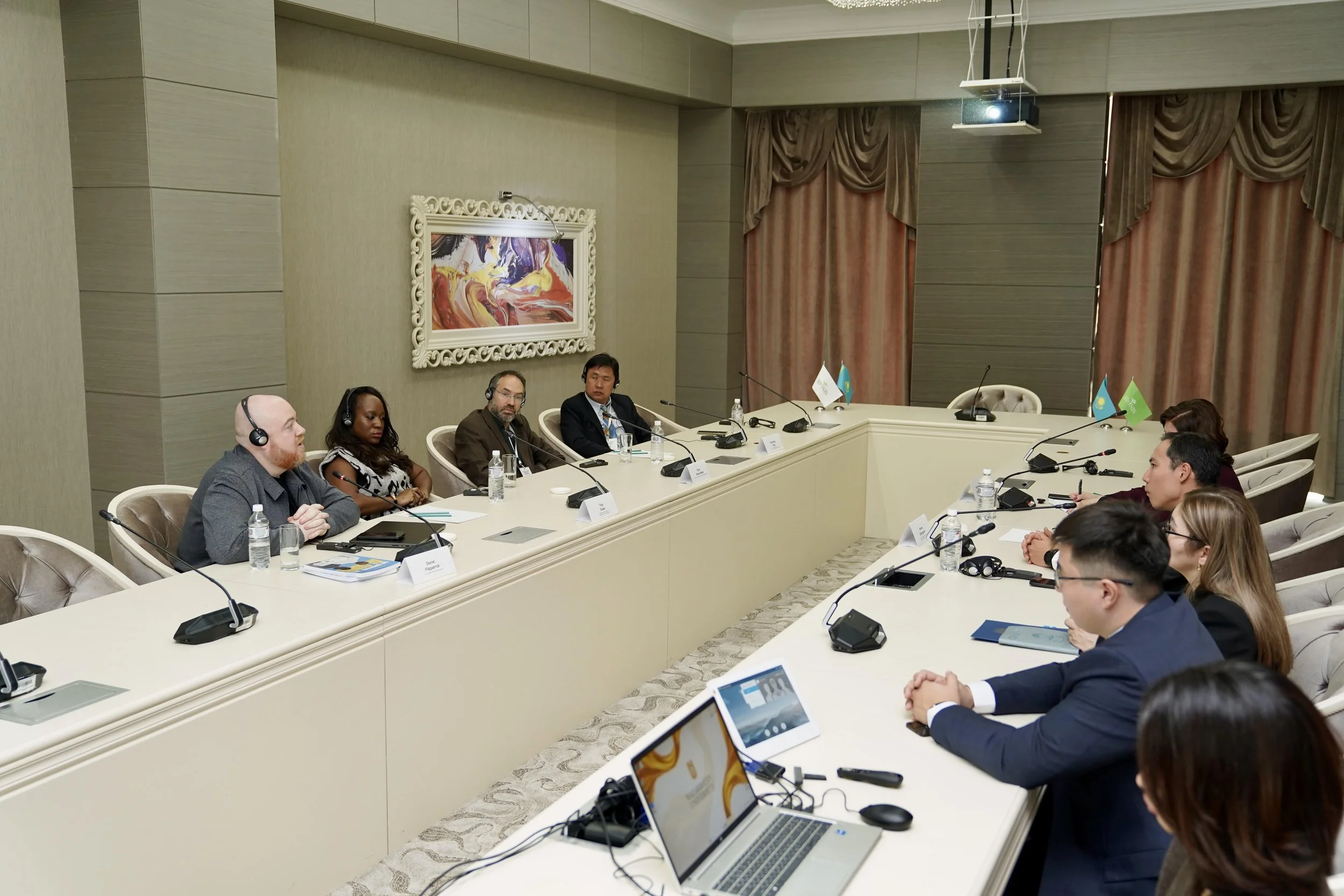 Toju Duke in a private meeting with the Minister of Education in Kazakhstan alongside professors of AI from Australia, and Dan Fitzpatrick a well-known AI leader