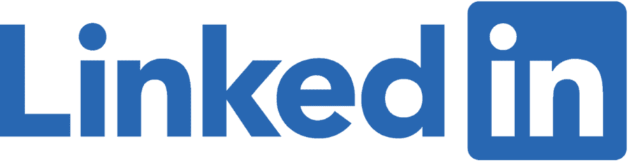 LinkedIn logo with blue background and white text