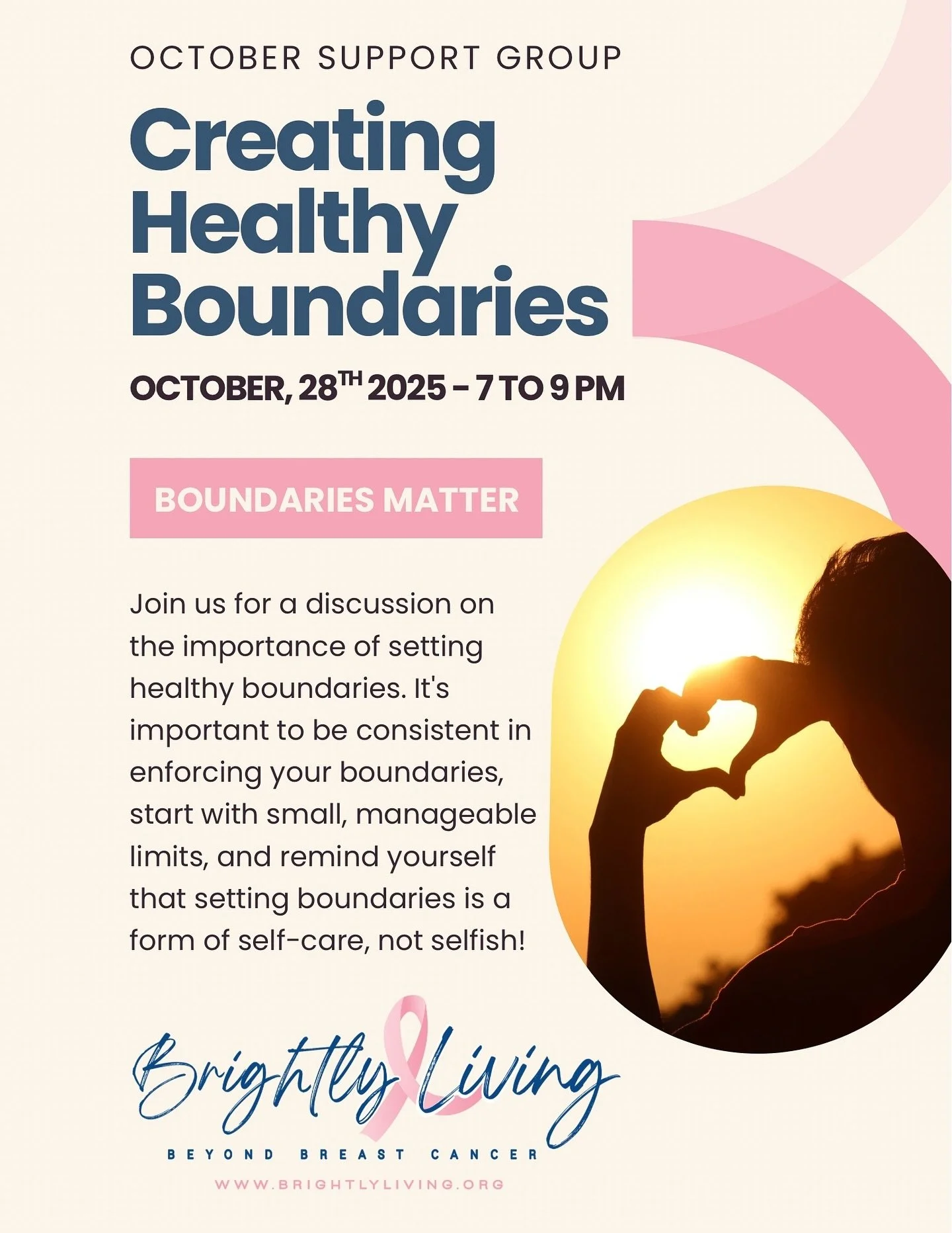 Boundaries are not walls between people we love, they are put in place to help protect our well being. They are especially important when going through a diagnosis, treatment and healing for breast cancer. Boundaries can help reduce stress and give t