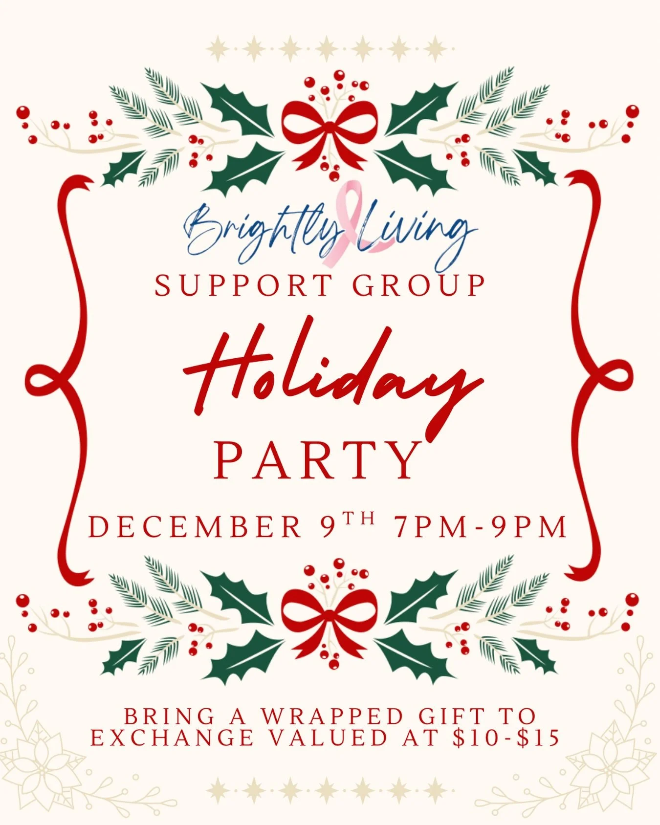 Join us for a cozy Holiday Support Group Party on December 9th from 7-9pm. It will be a time where we can breathe, connect, and share a little joy together. Come whether you are feeling festive, or just needing a space surrounded by women who underst