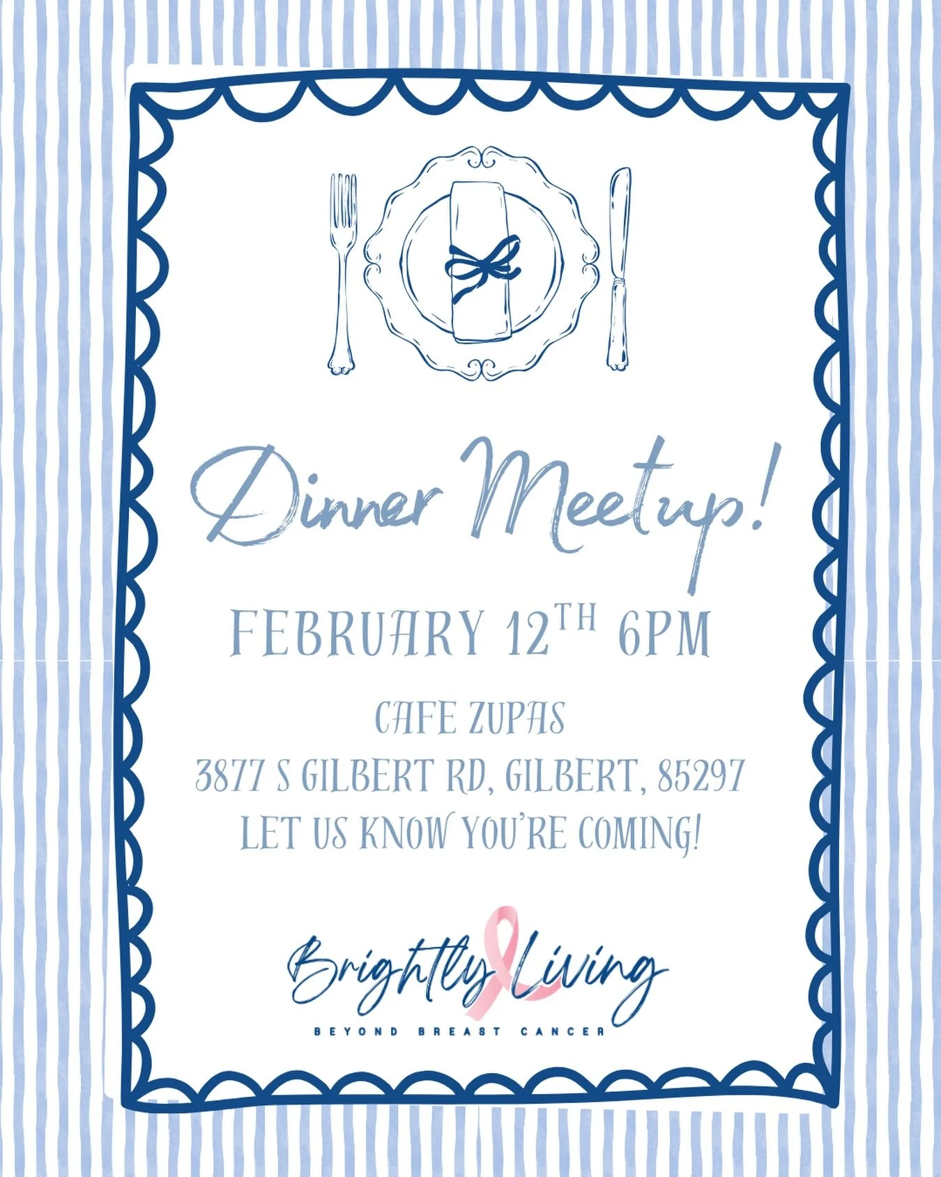 First dinner meetup of the year is February 12th at Cafe Zupas! Hope you can make it! 

This is a fun time to just sit, eat, and chit chat with each other. So grab your dinner, and come join us&mdash;we&rsquo;ll save a seat for you! 🫶🏻
.
.
.
#dinne